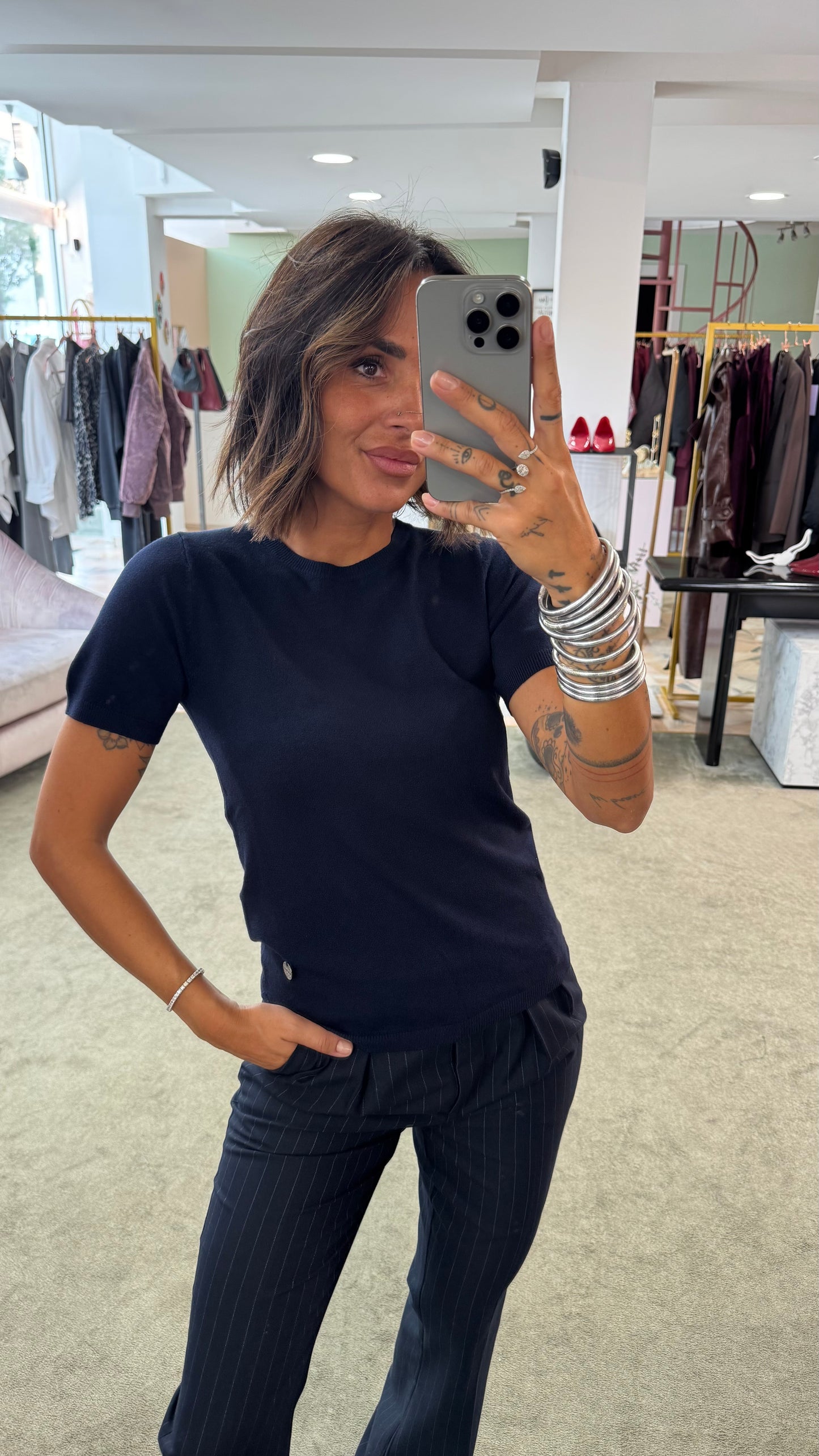 Maglia blu notte manica corta tk