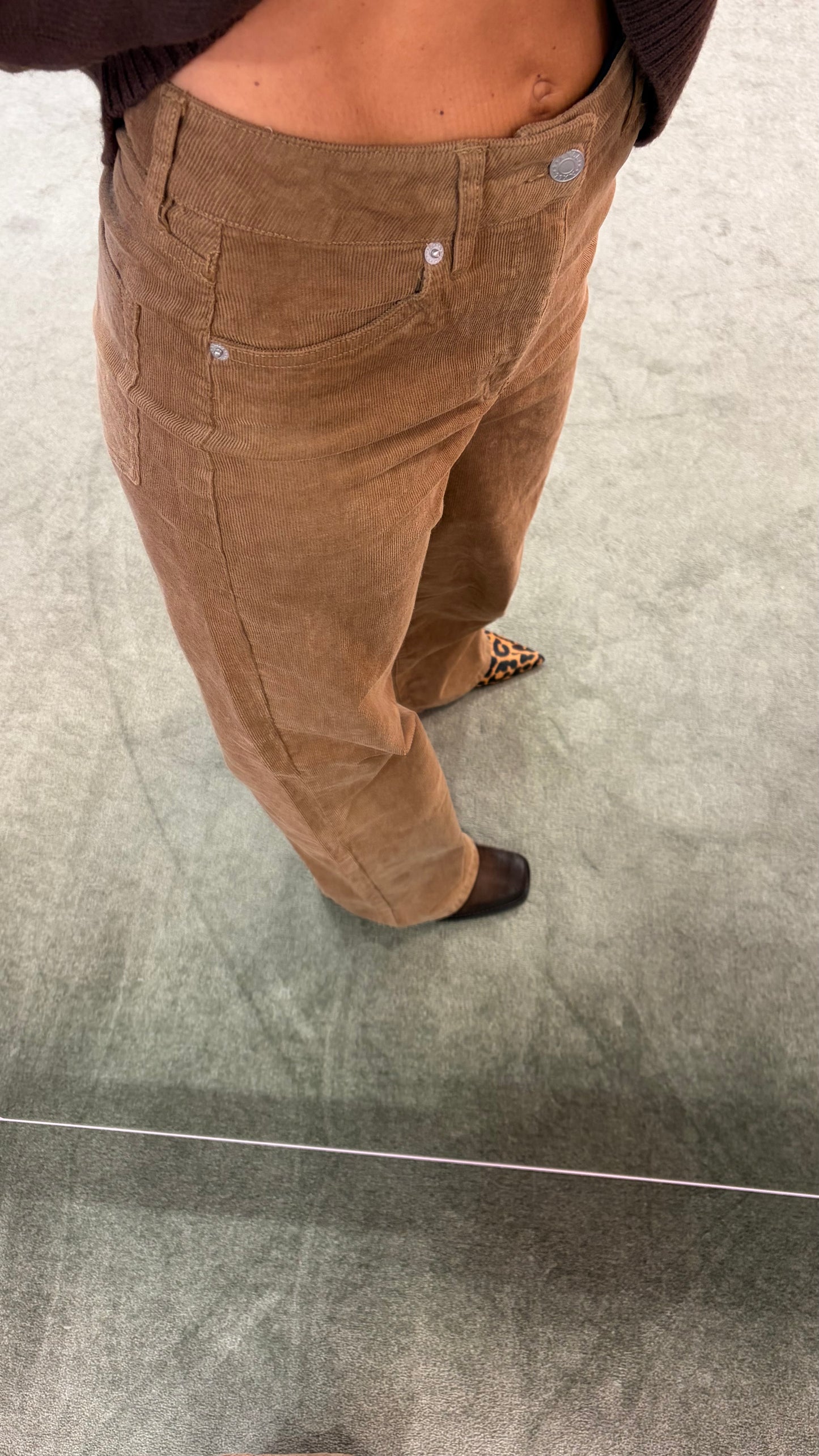 Pantaloni cammello a costine in velluto jx