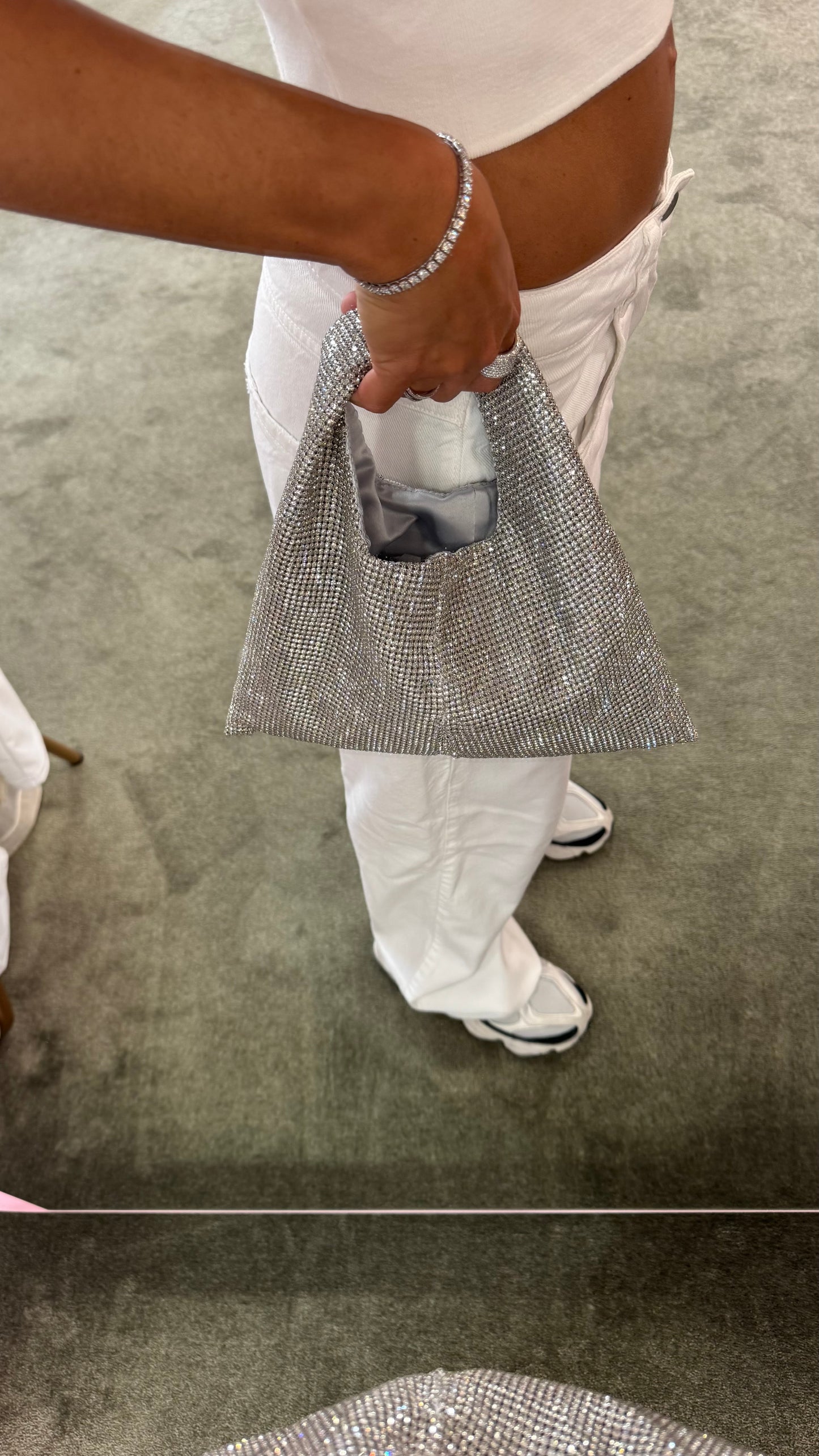 Borsa parks argento con cristalli