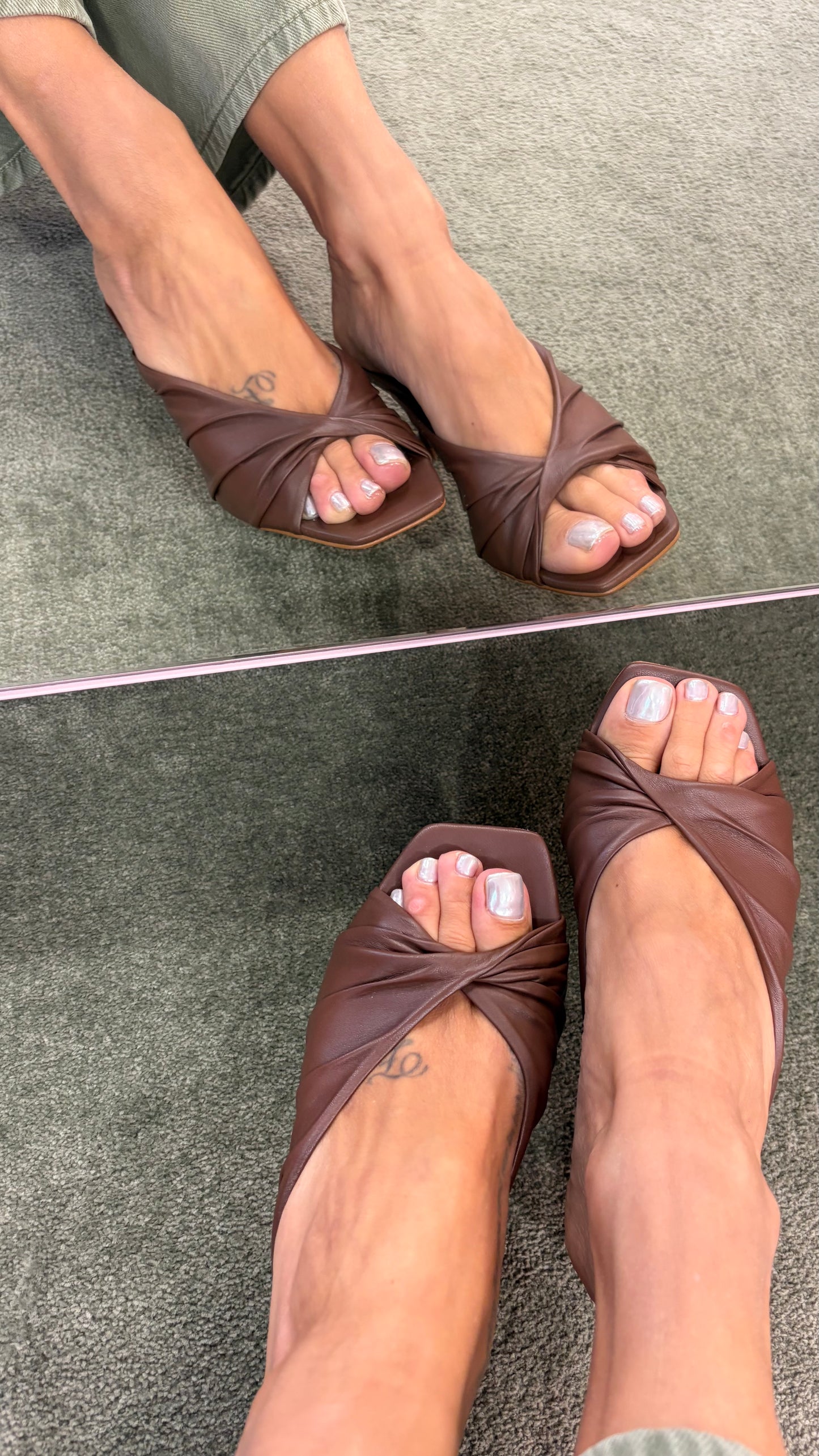 Ciabattina mules cioccolato con nodo