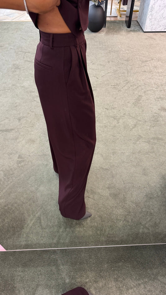 Pantaloni bordeaux wide leg ay
