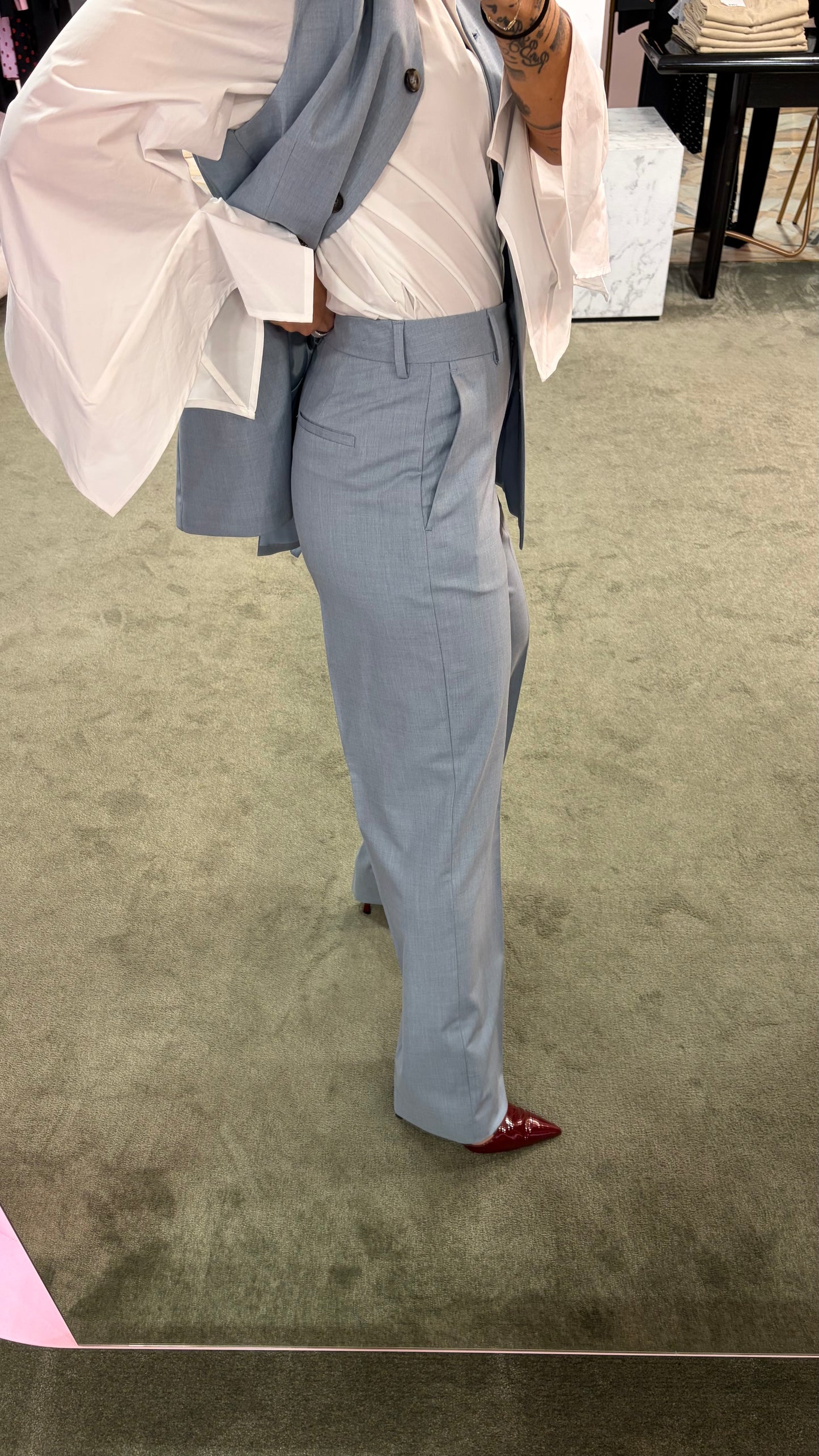 Pantaloni lisa azzurri wide leg sl