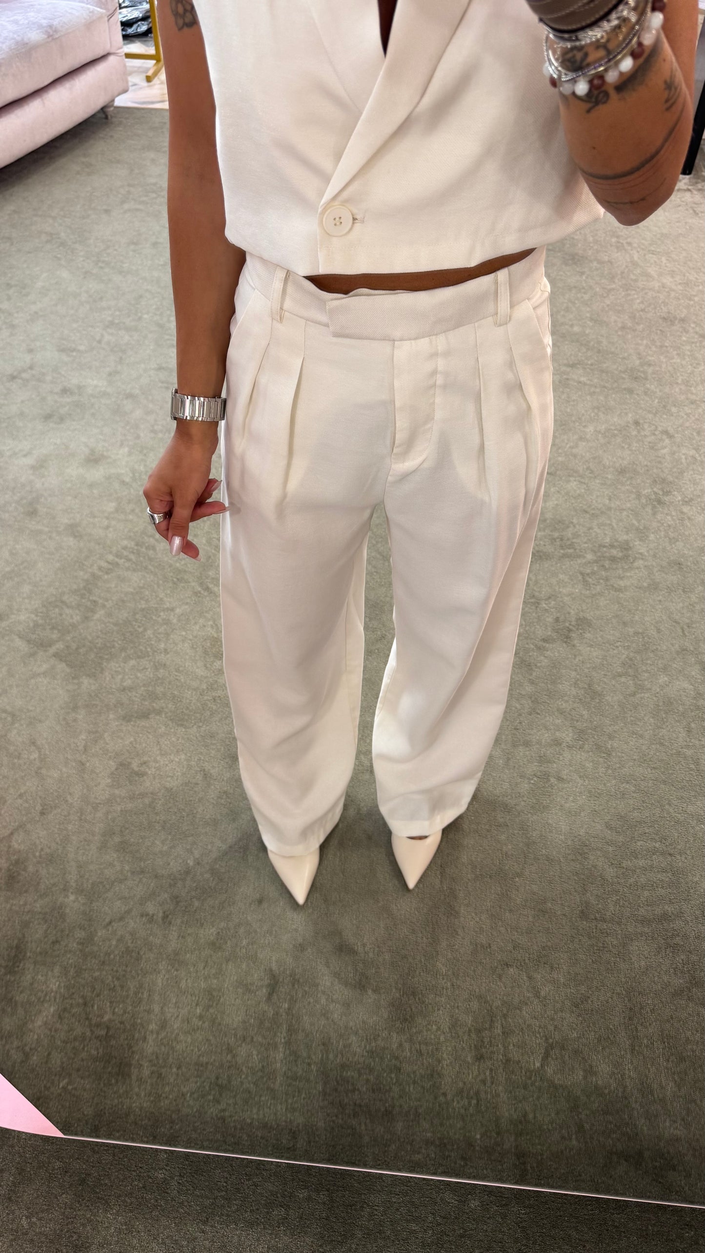 Gilet bianco burro crop ay