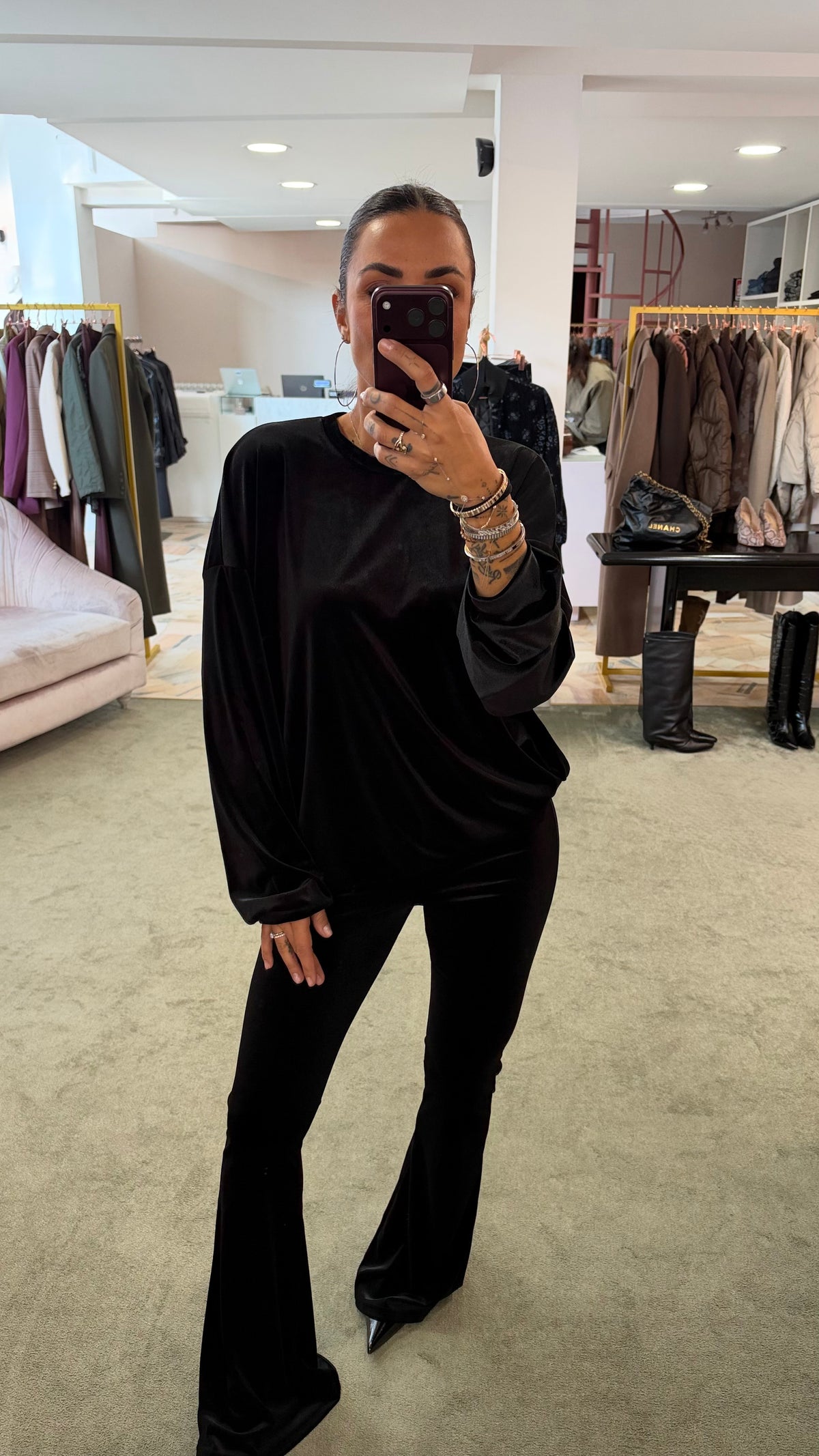Pantaloni neri flare in velluto Don't@Me