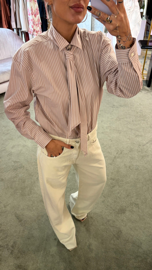 Cravatta cammello a righe Marsem