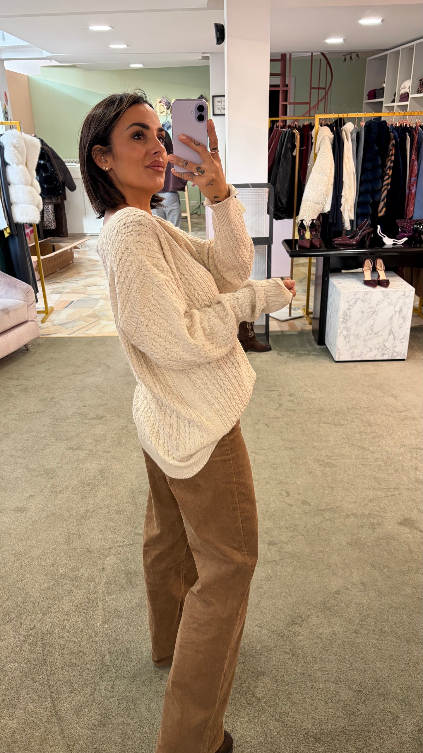 Cardigan a trecce MAR DE MARGARITAS panna