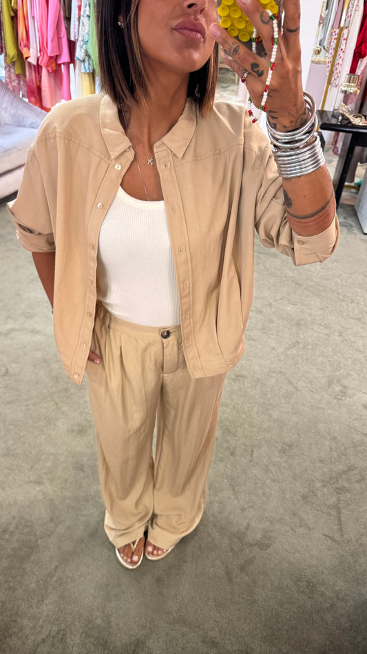 Camicia sabbia in viscosa sy