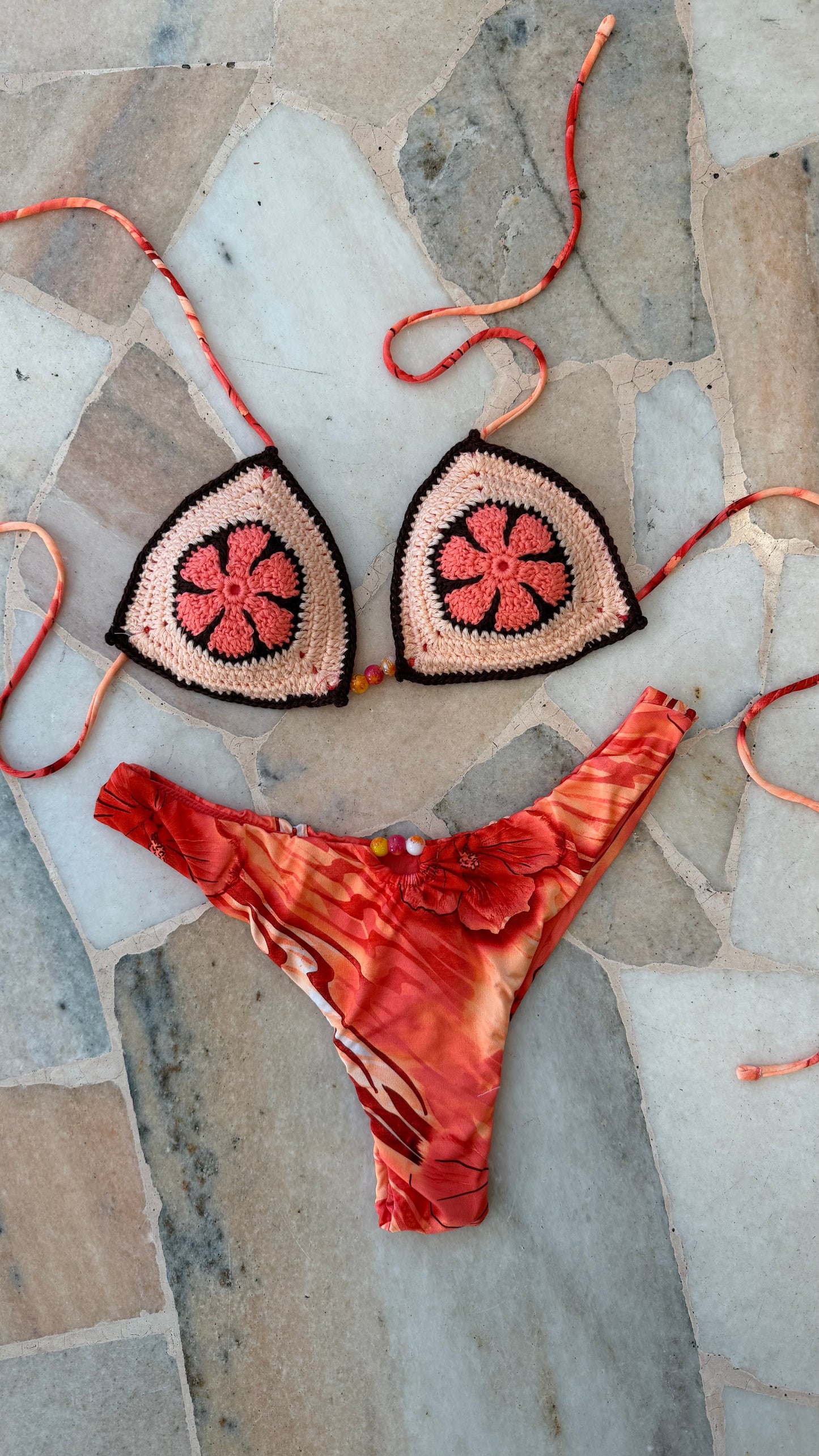Bikini triangolo crochet arancio Me Fui