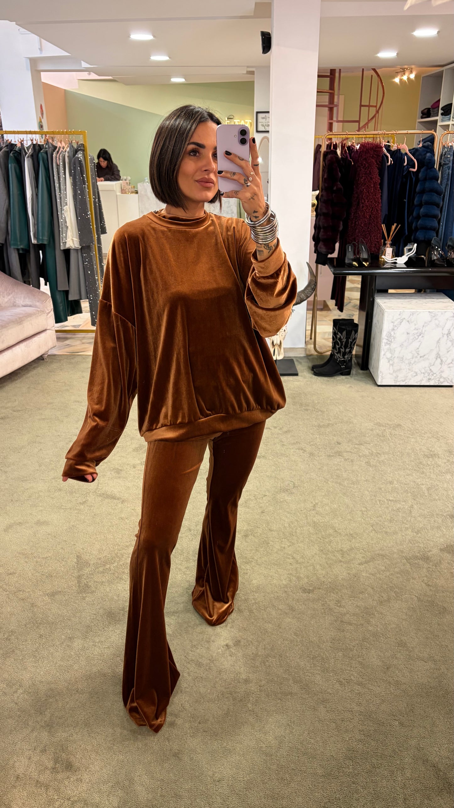 Felpa over ruggine in velluto Don't@Me