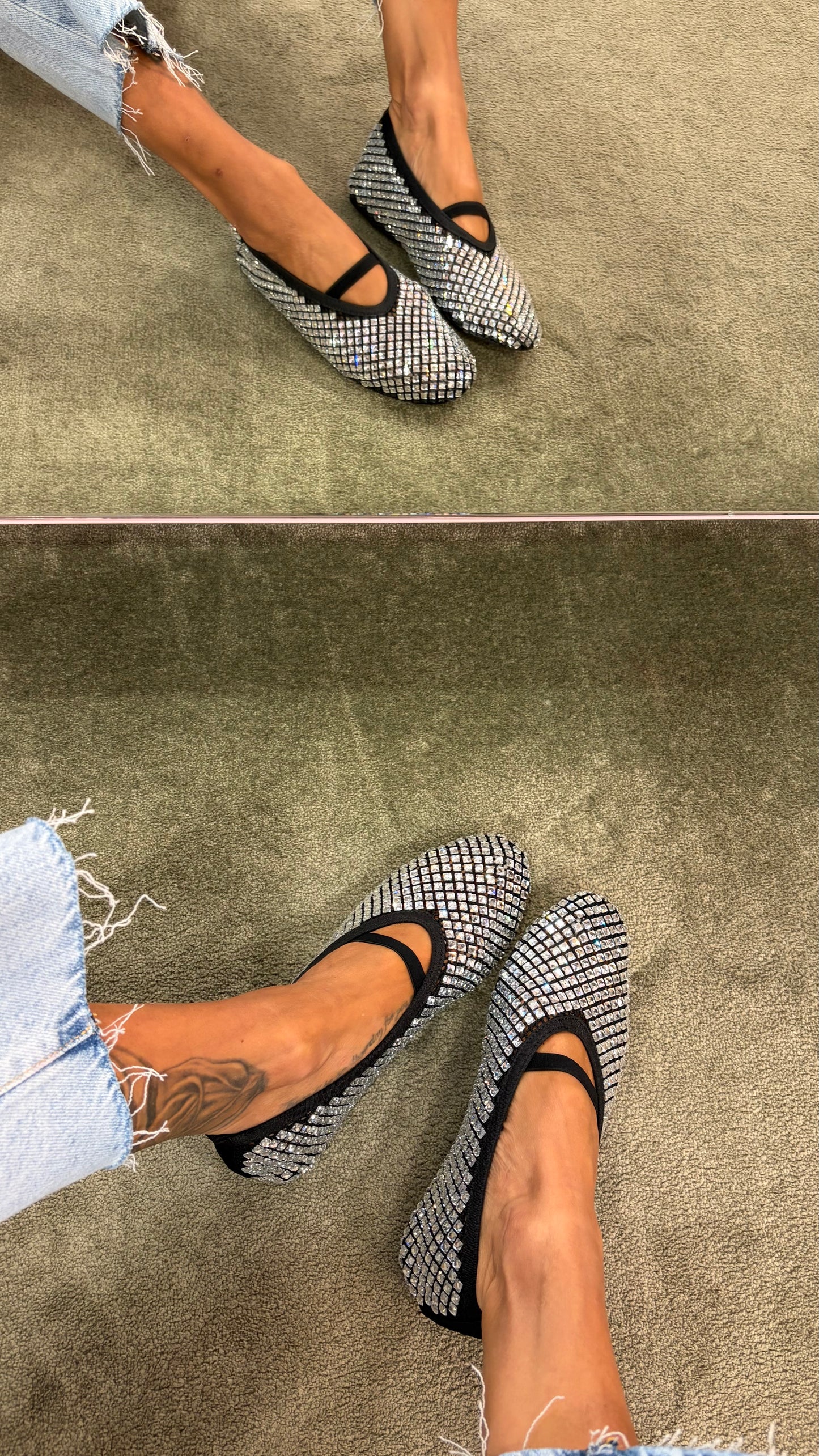 Ballerina nera in rete crystal