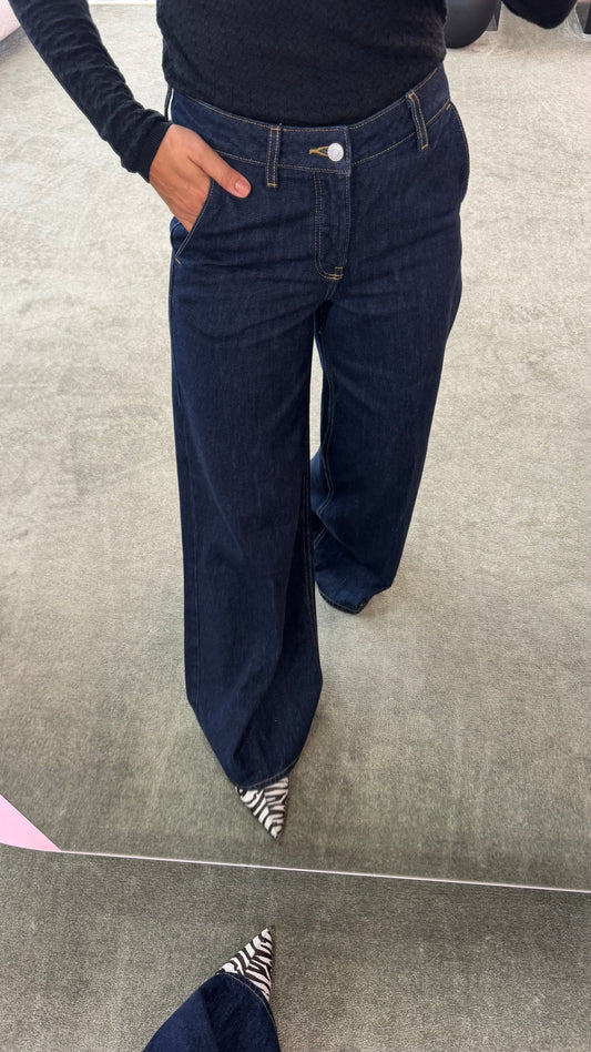 Jeans palma denim scuro wide leg jx