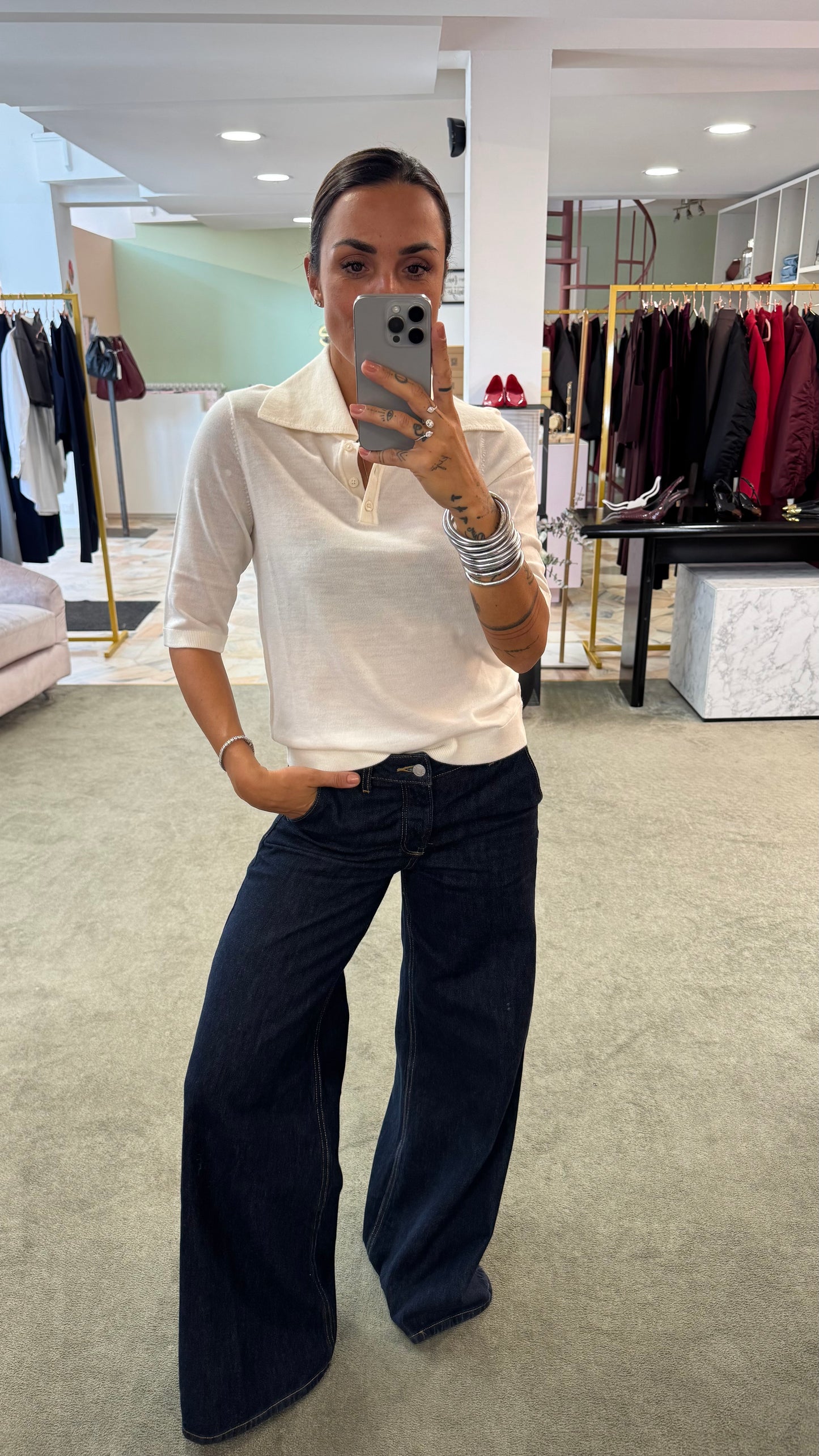 Polo panna maniche corte in lana sl