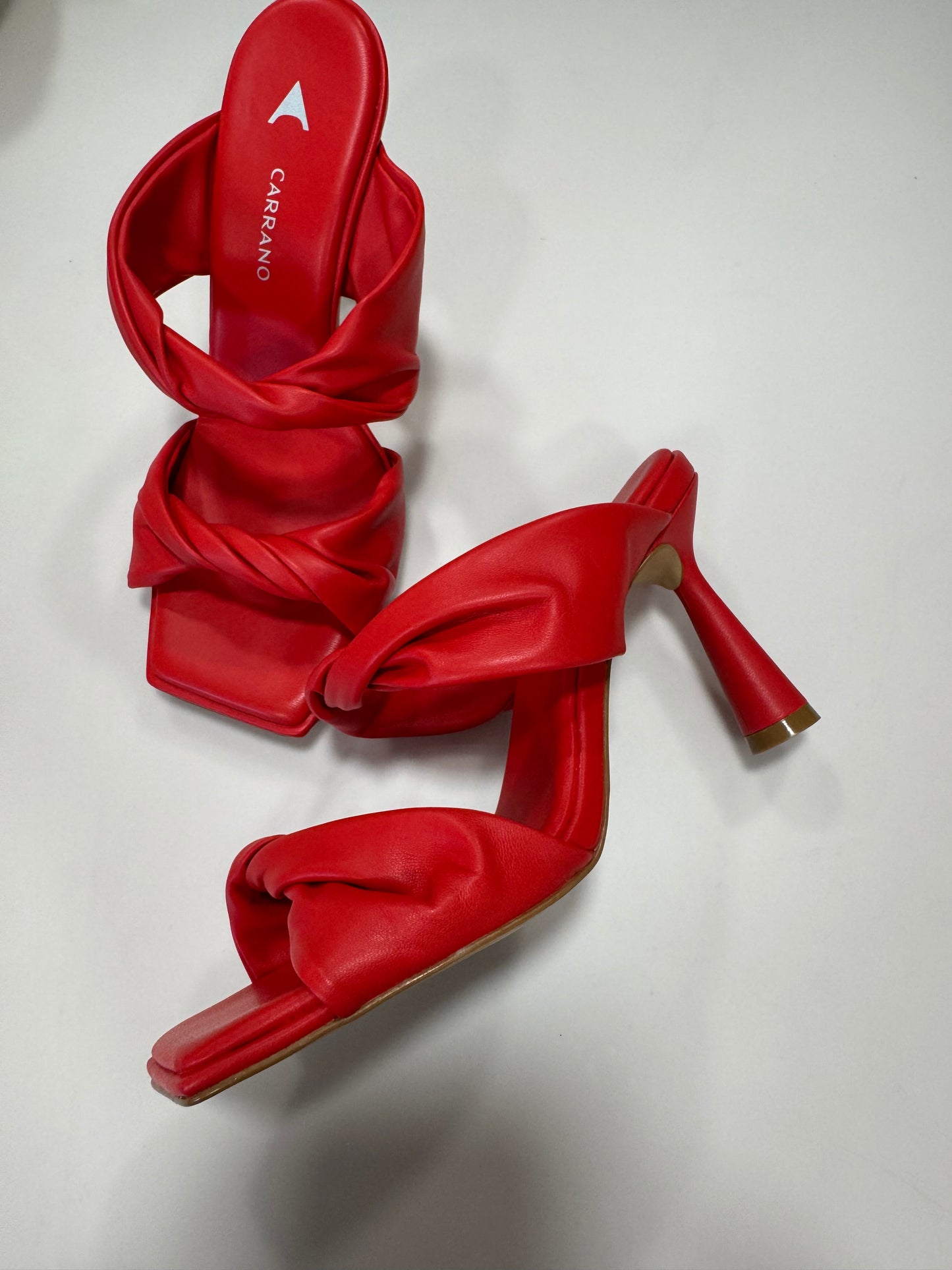 Scarpe mules rosse doppia fascia nodo