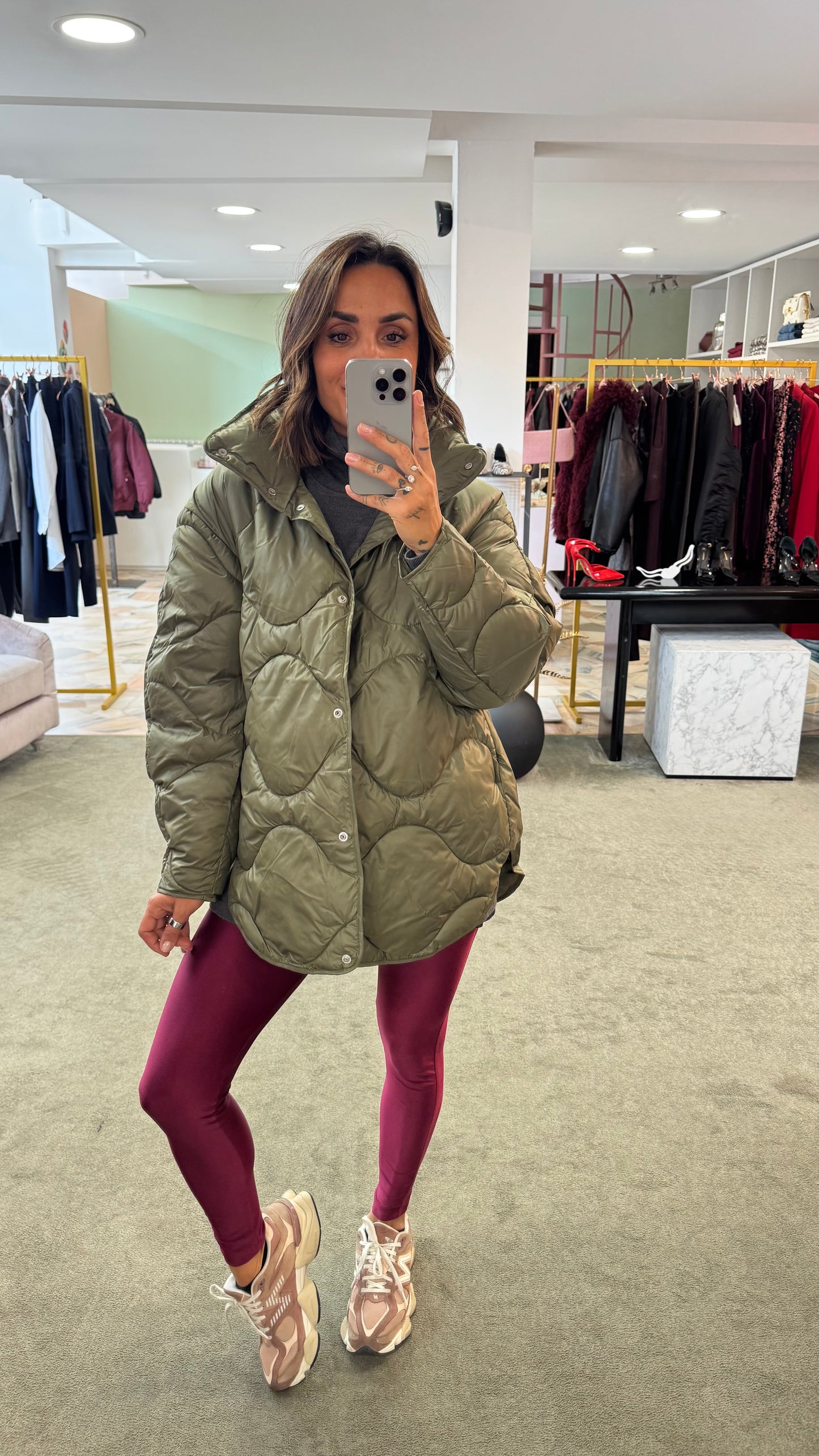 Piumino stella verde oliva trapuntato jx