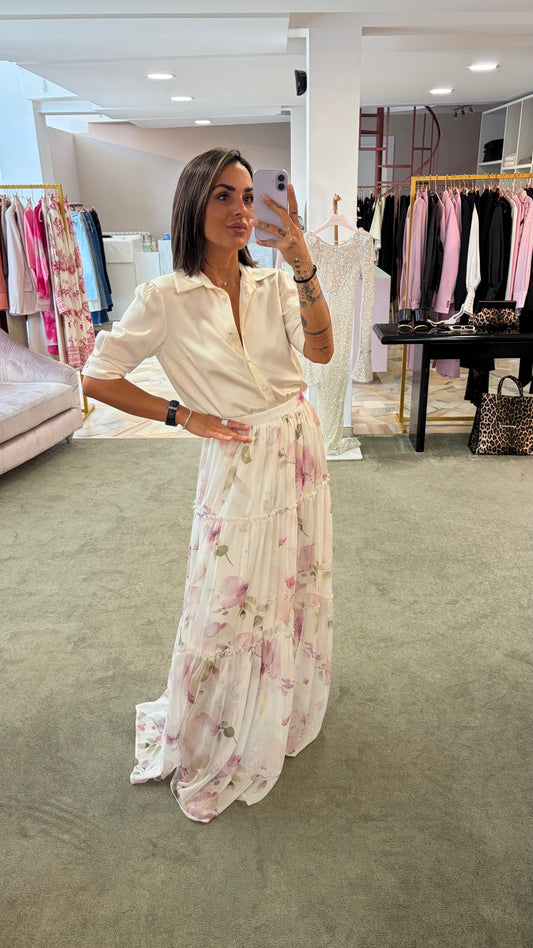 Gonna lunga lamè fiori Actualee