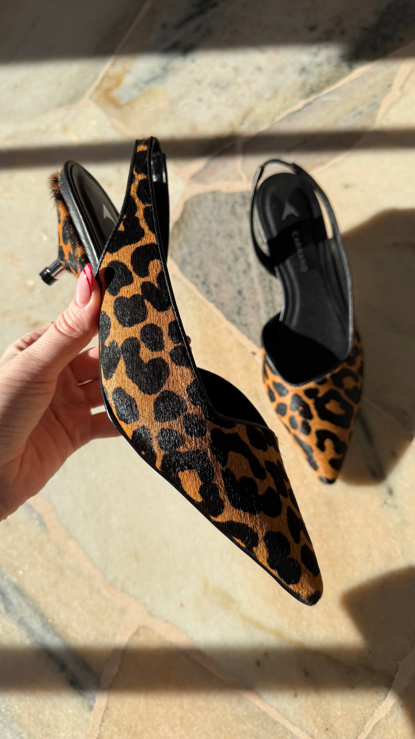 Slingback leopardata tacco kitten