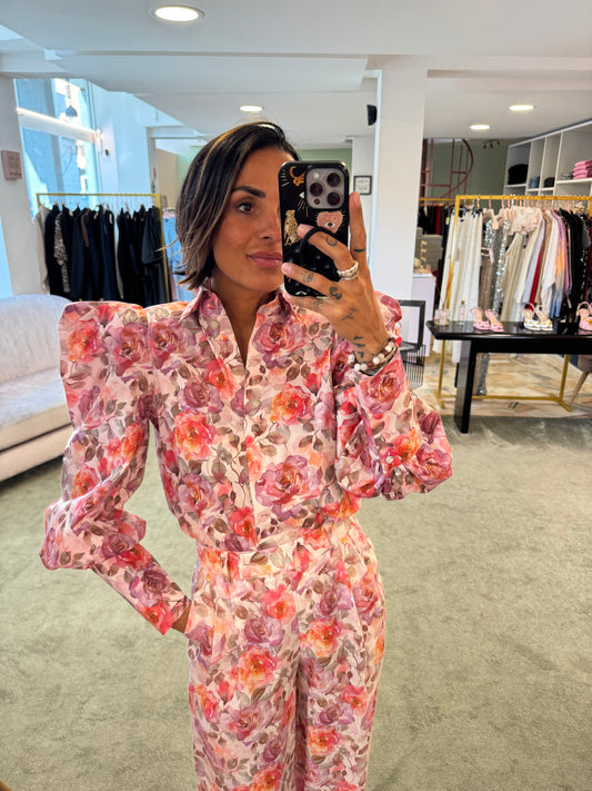 Camicia fantasia fiori rosa Actualee