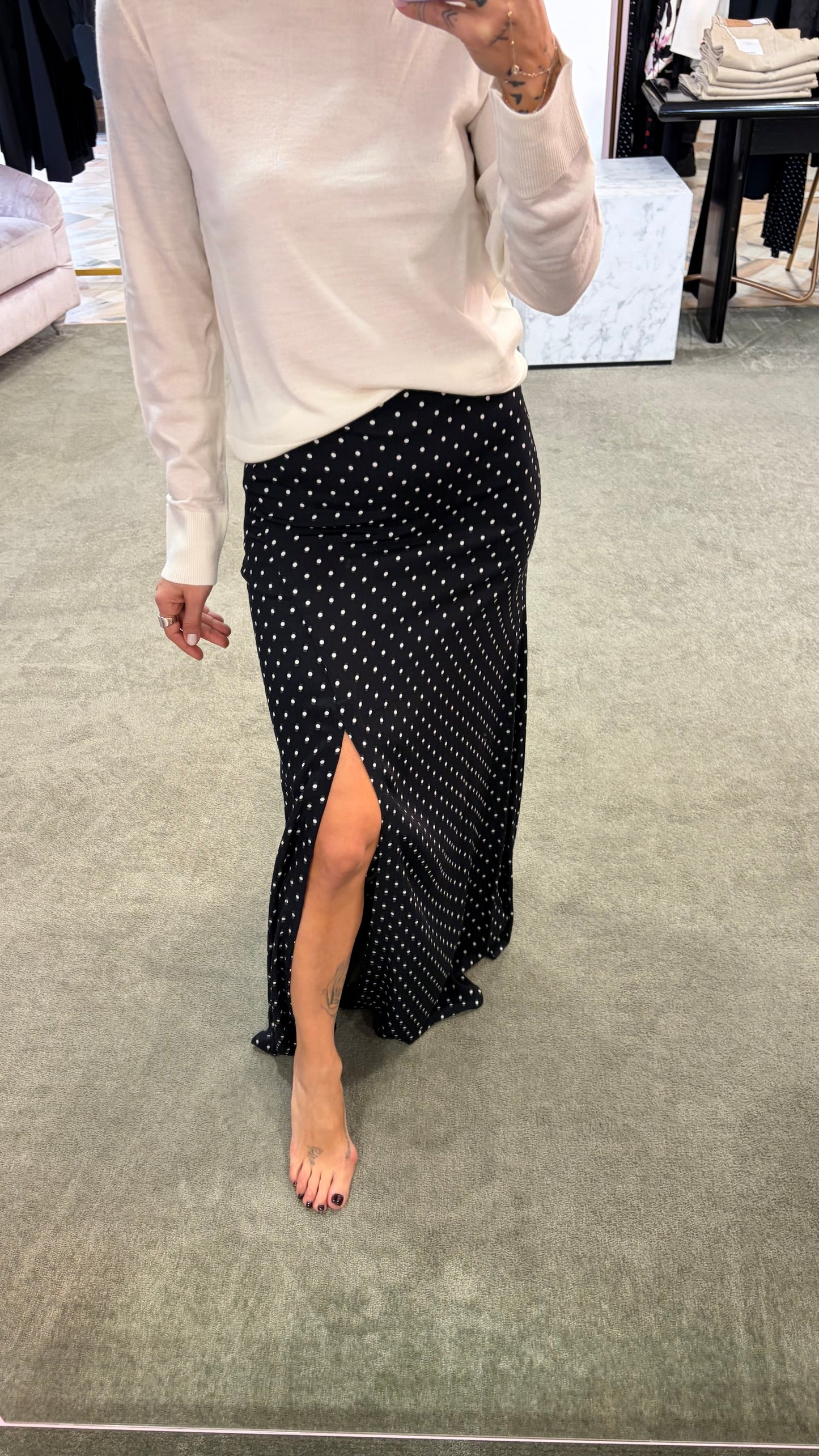 Gonna lunga anita MAR DE MARGARITAS nera a pois con spacco