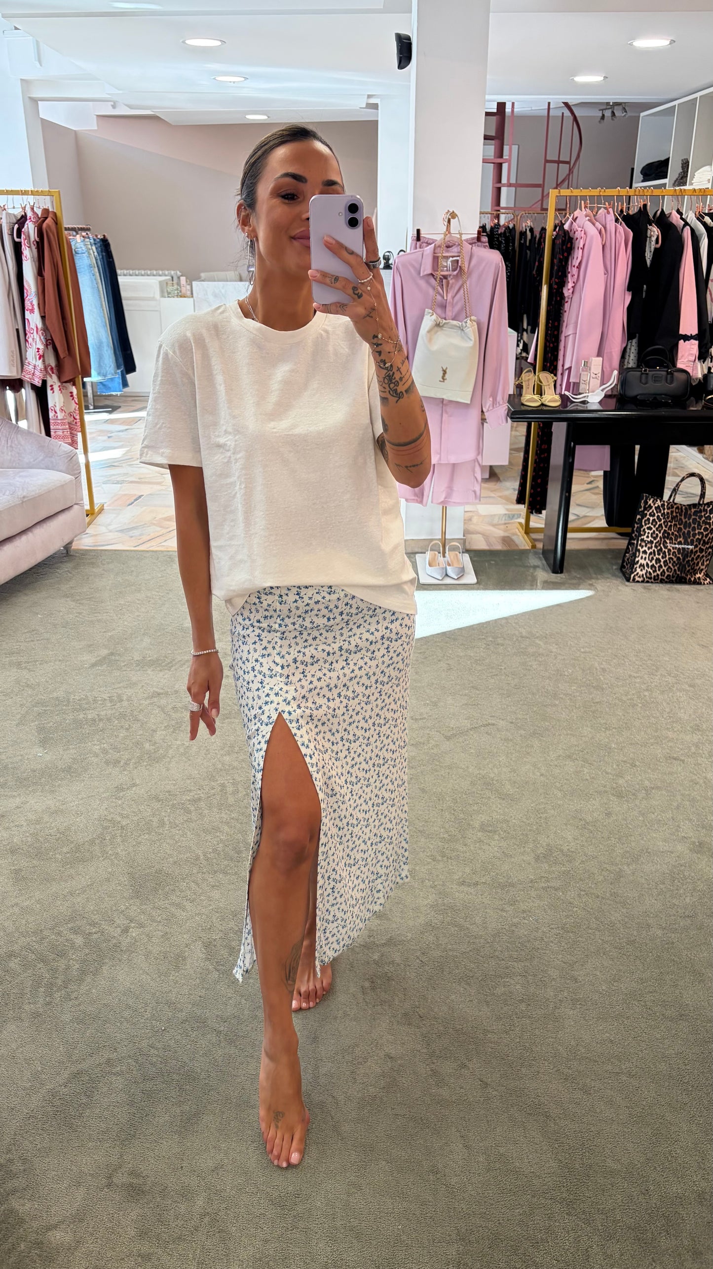 Gonna midi roxana MAR DE MARGARITAS bianca con fiorellini