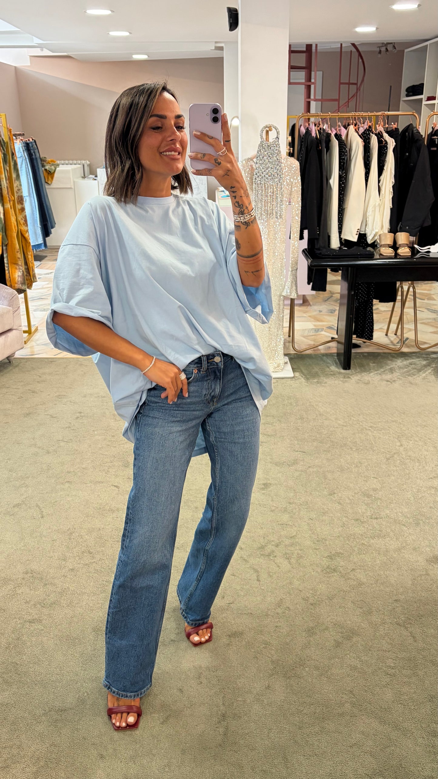 Maxi t-shirt celeste ks