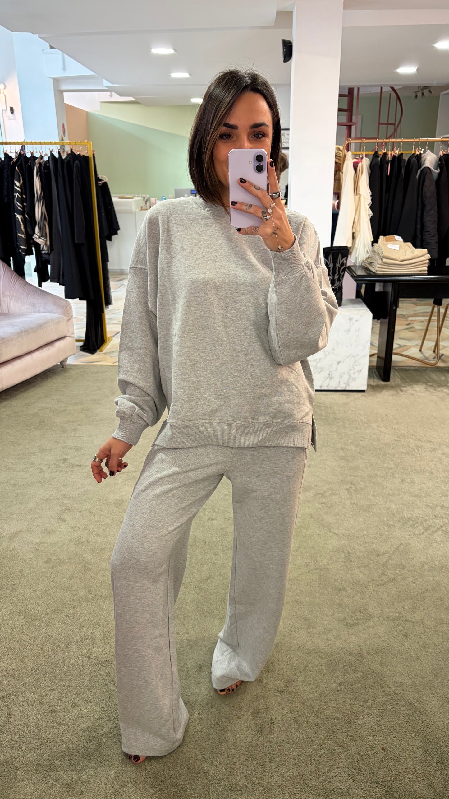 Felpa grigio chiaro girocollo jx