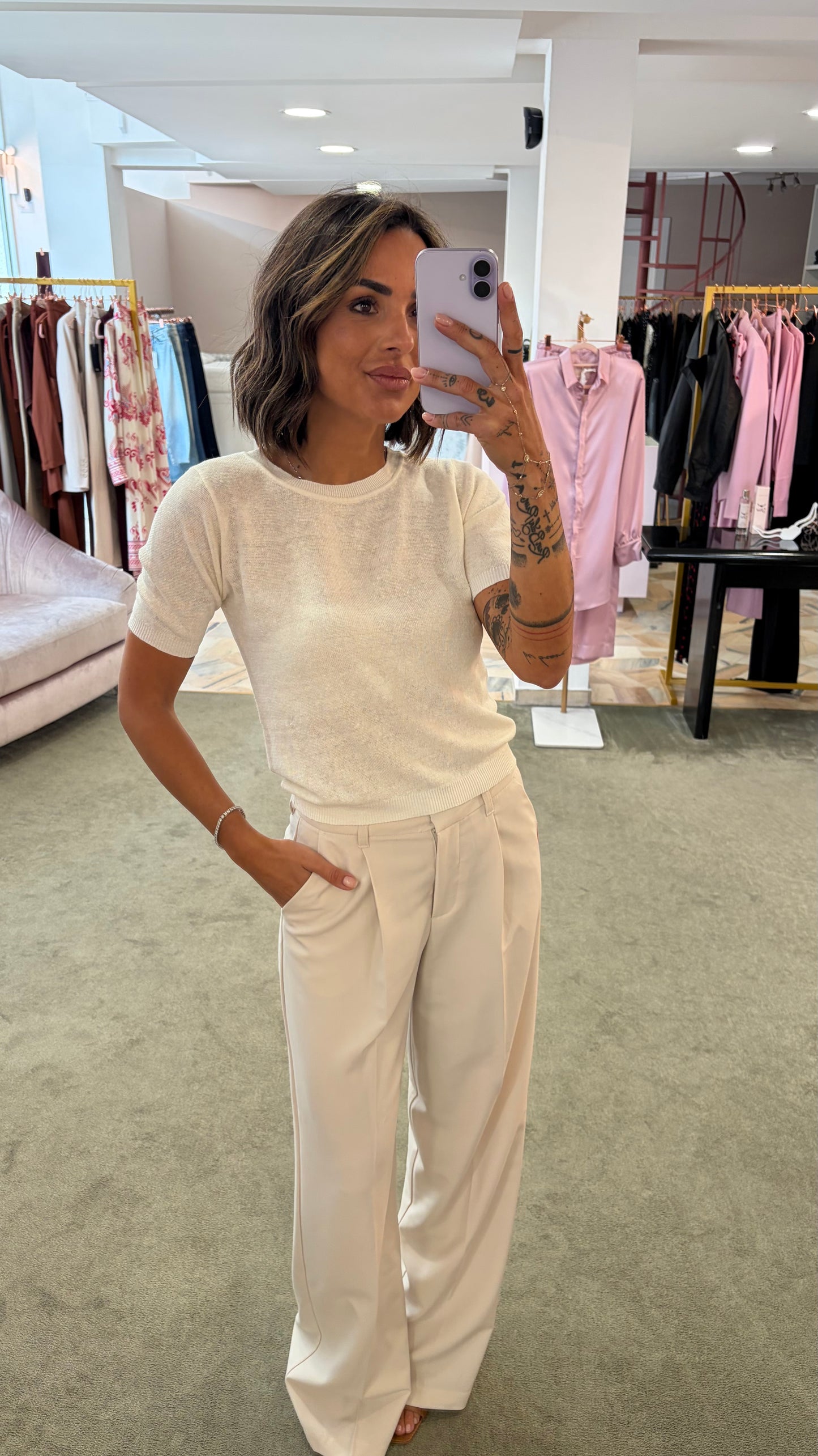 Maglia girocollo panna manica corta glp