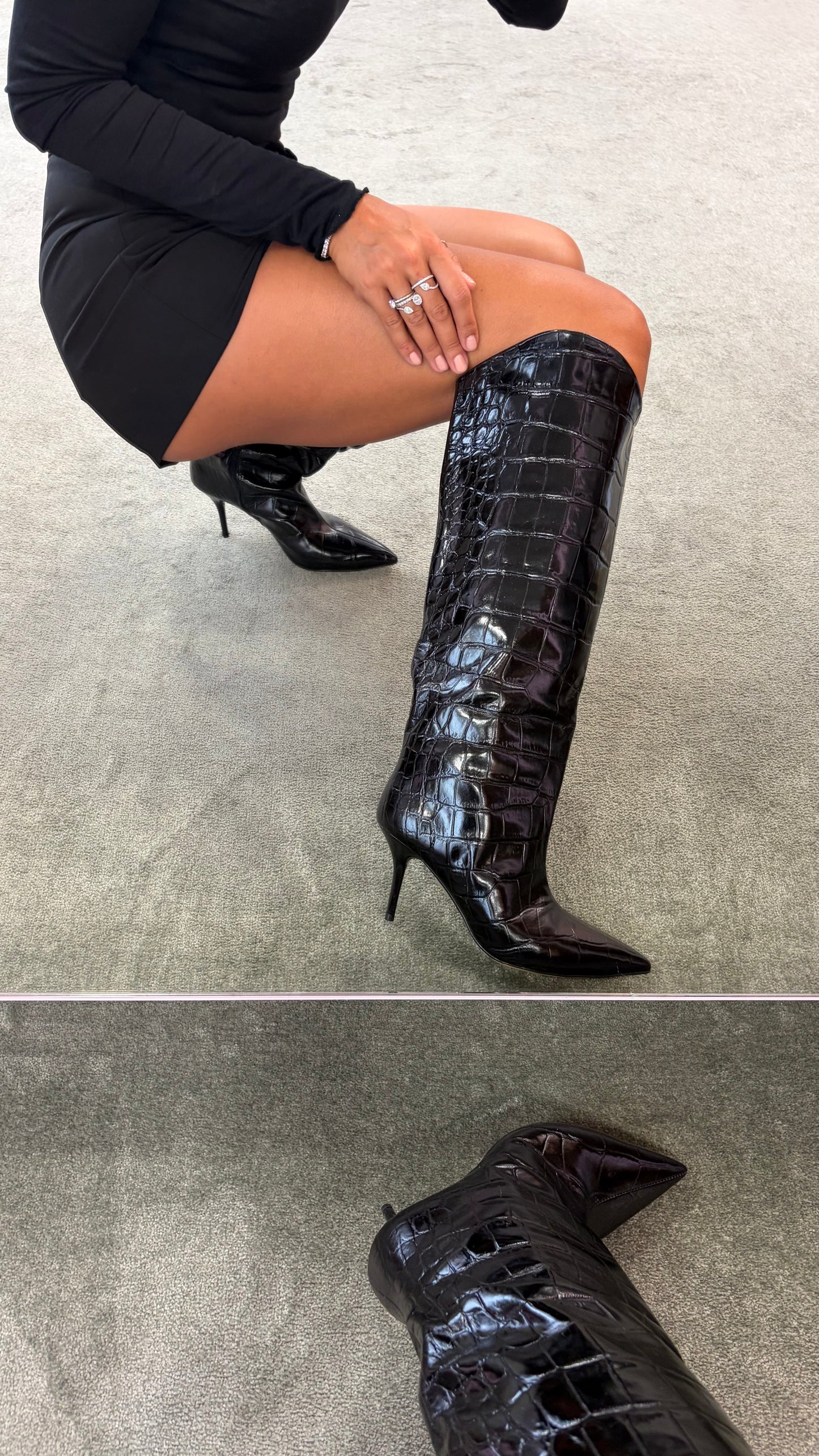 Stivale nero in pelle crocco wr