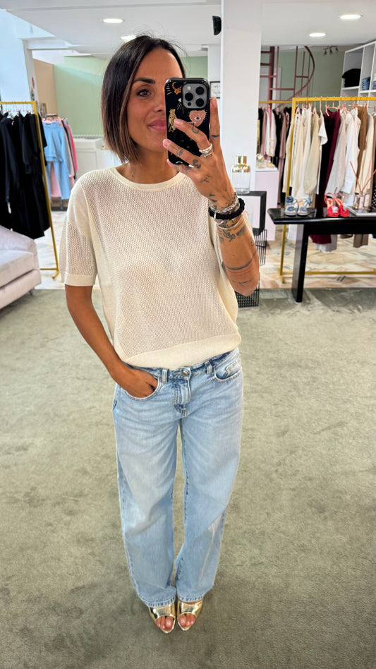 Maglia oro sottoggiacca manica corta in lamè fr