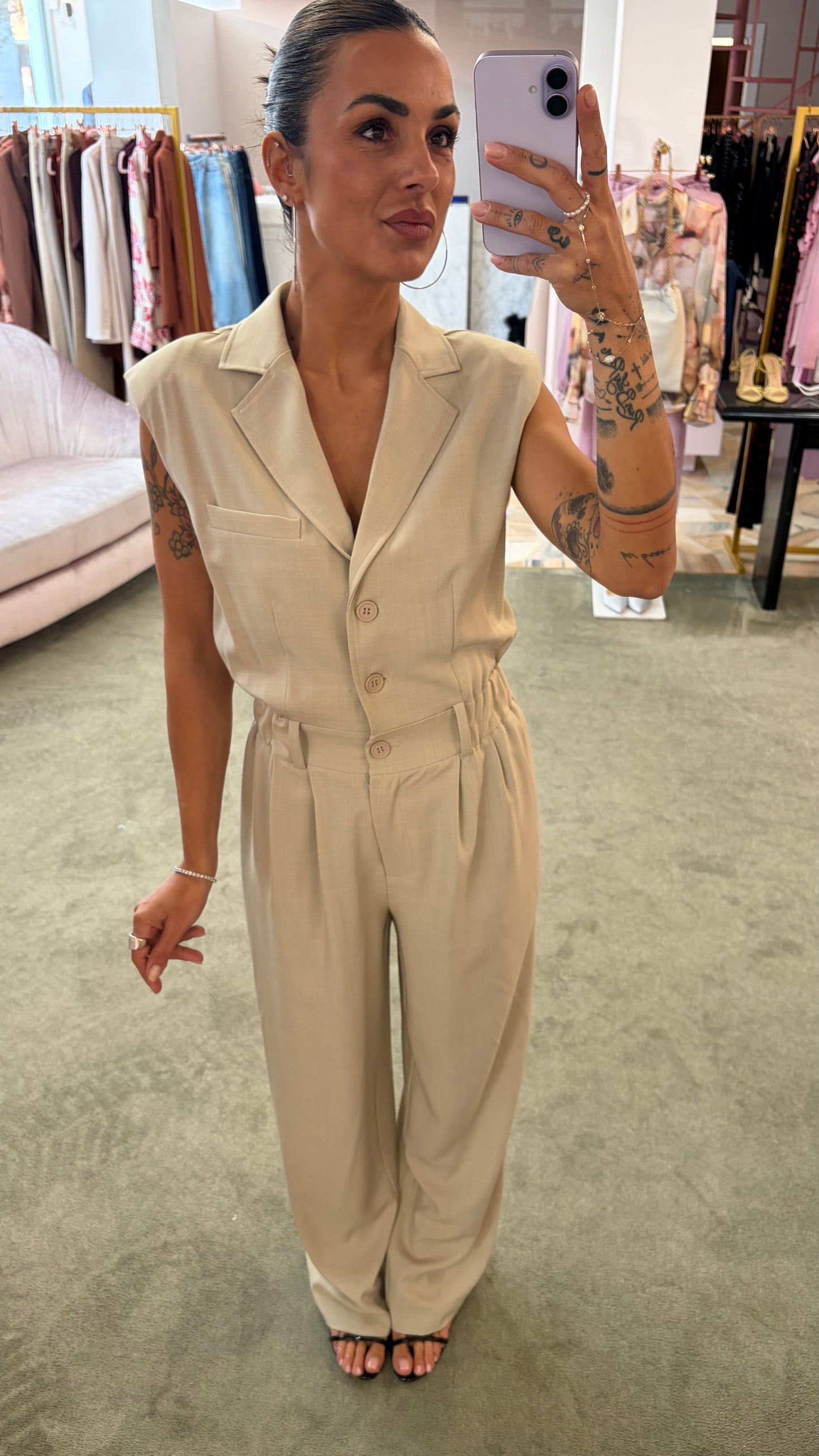 Jumpsuit ecru smanicata fr