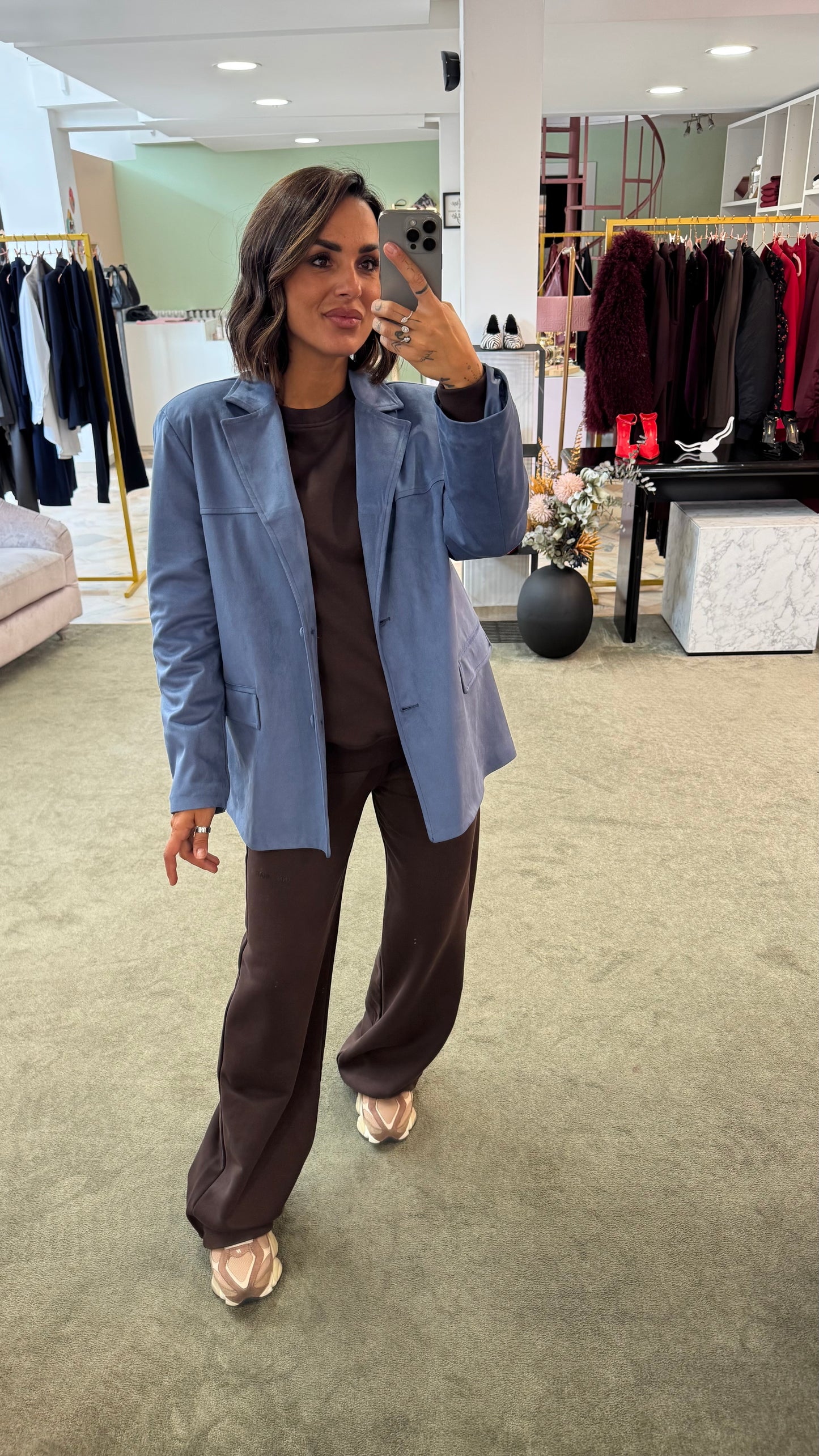 Blazer over celeste scamosciato ks