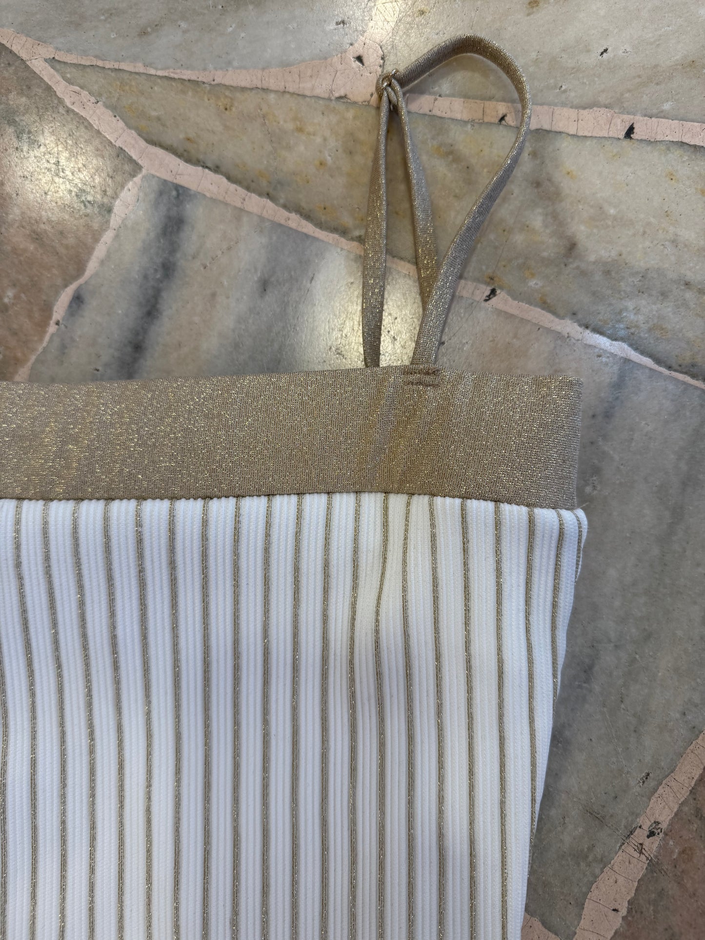 Costume intero bianco e oro a righe lurex fr