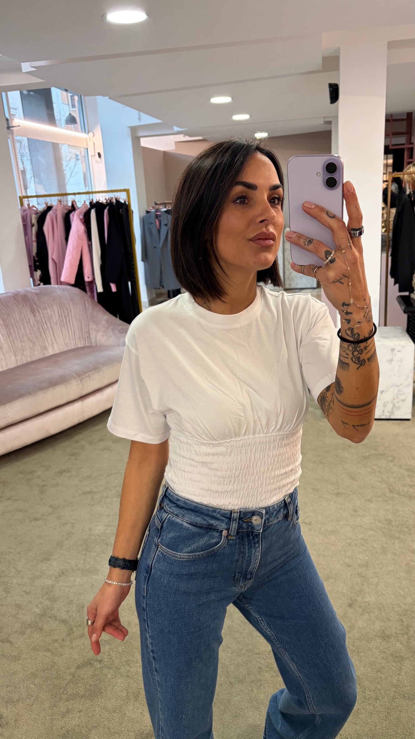 T-shirt bianca bustier jx