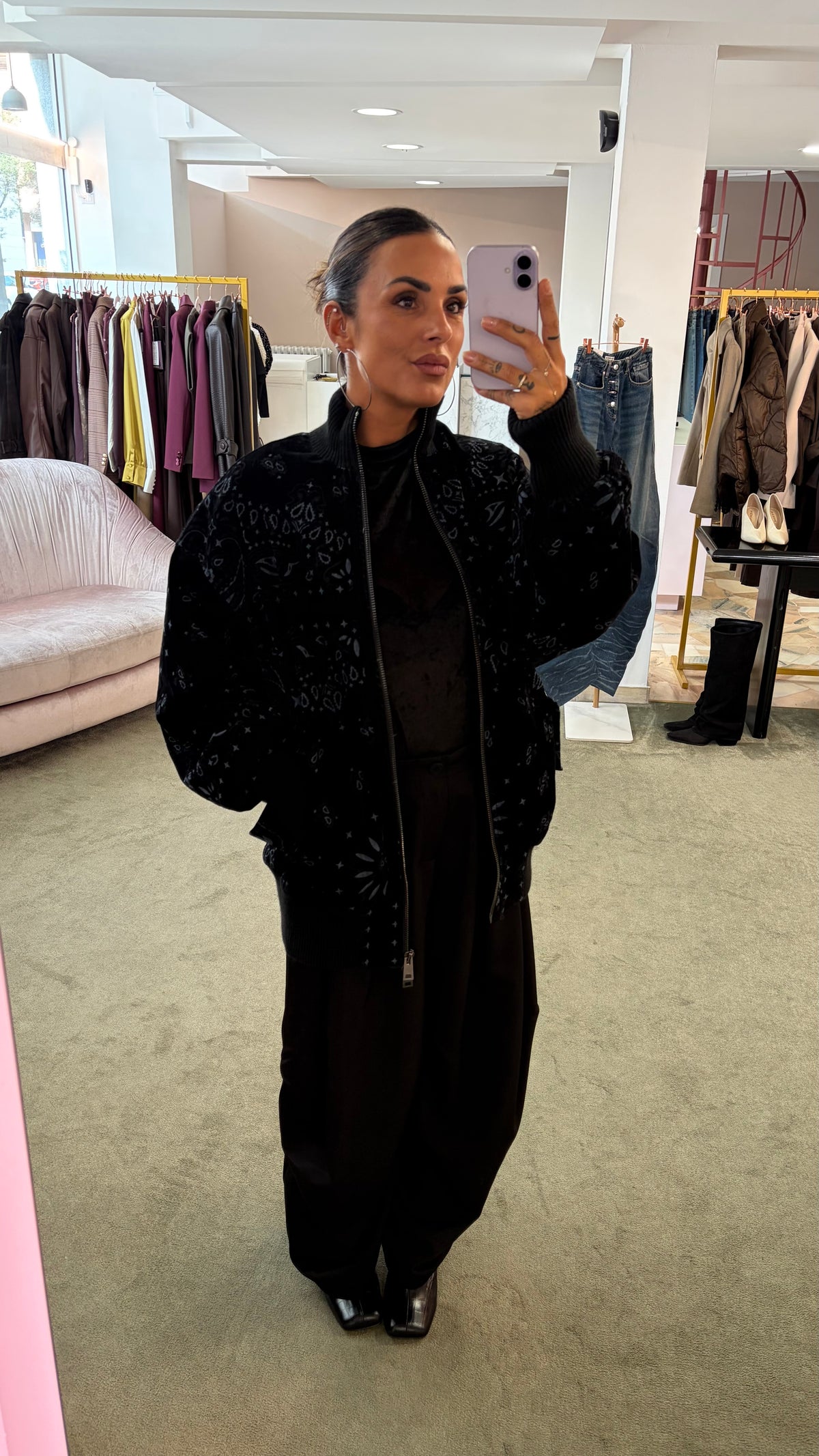 Bomber nero bandana over in velluto floccato Don't@Me