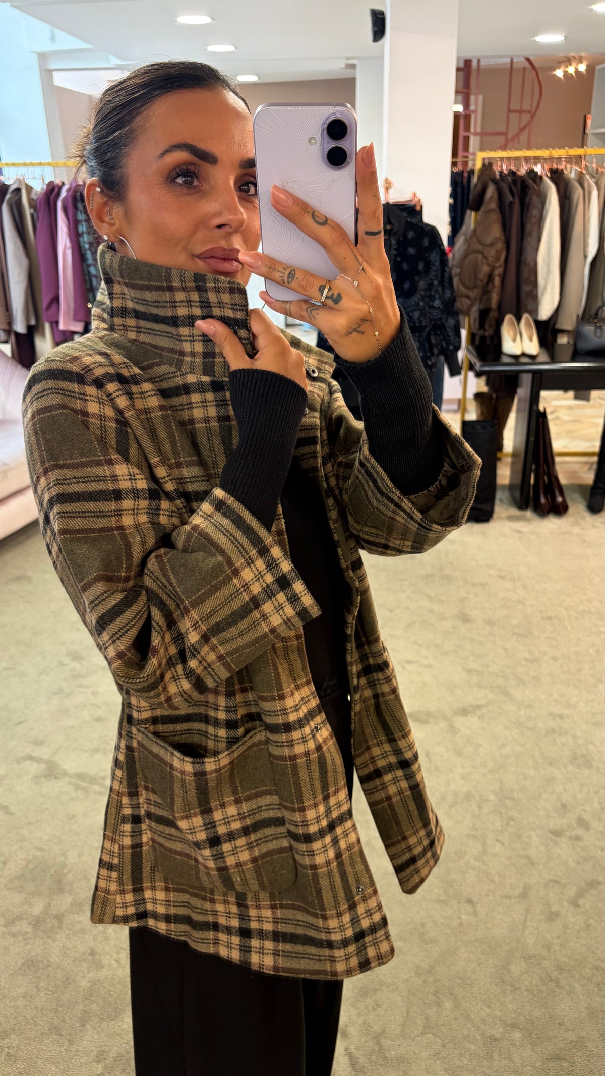 Giacca camicia check marrone sy
