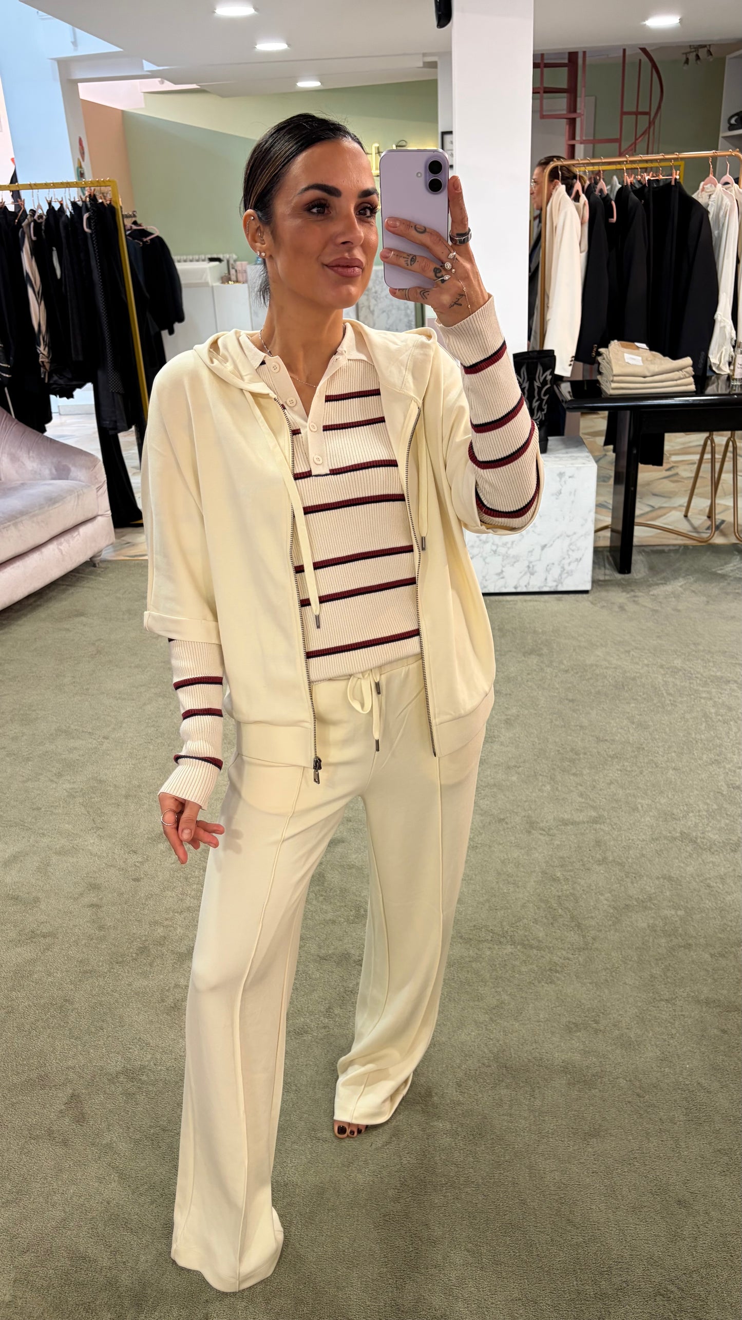 Joggers panna con coulisse in modal sy