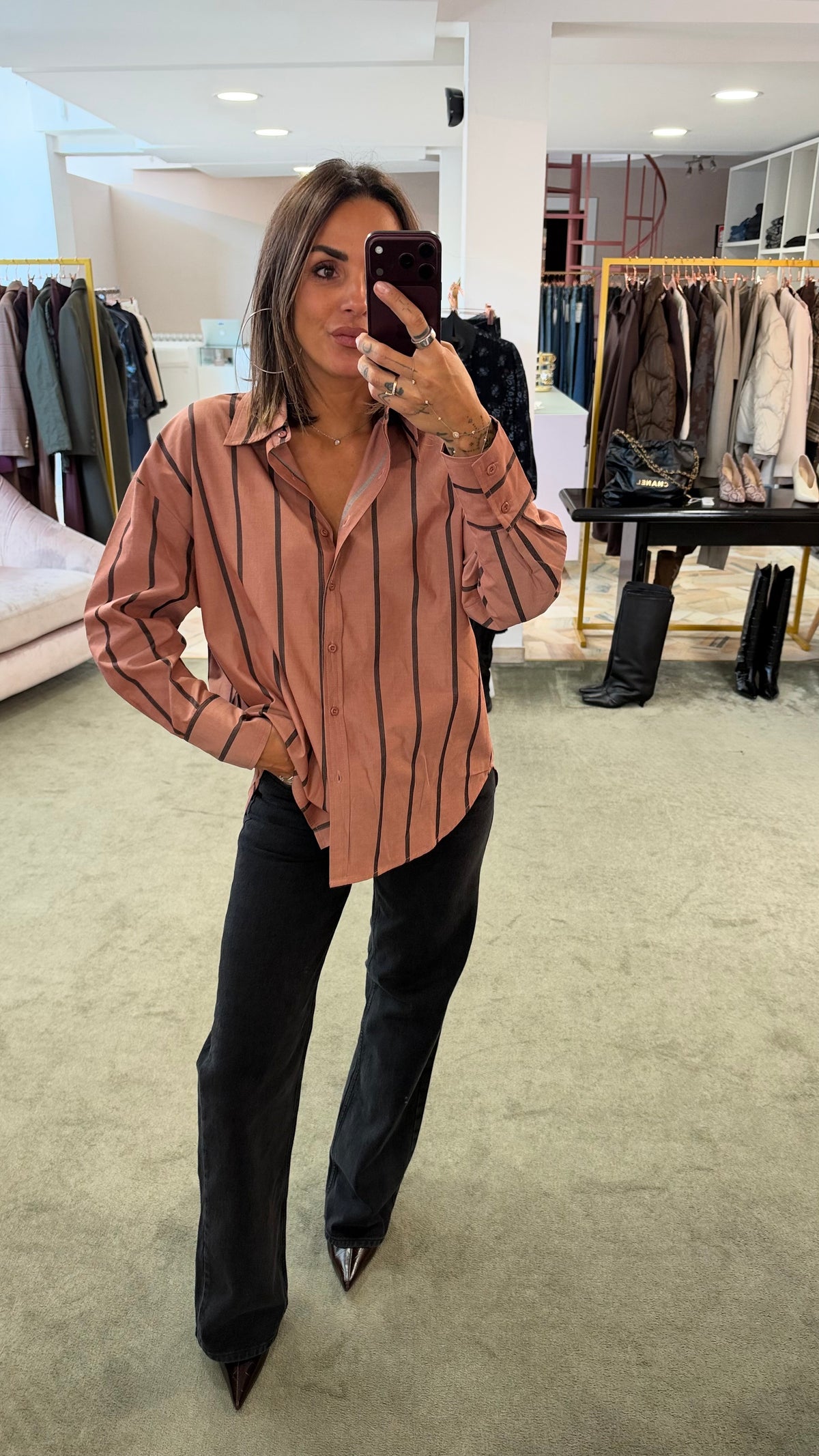 Camicia rosa blush a righe ay
