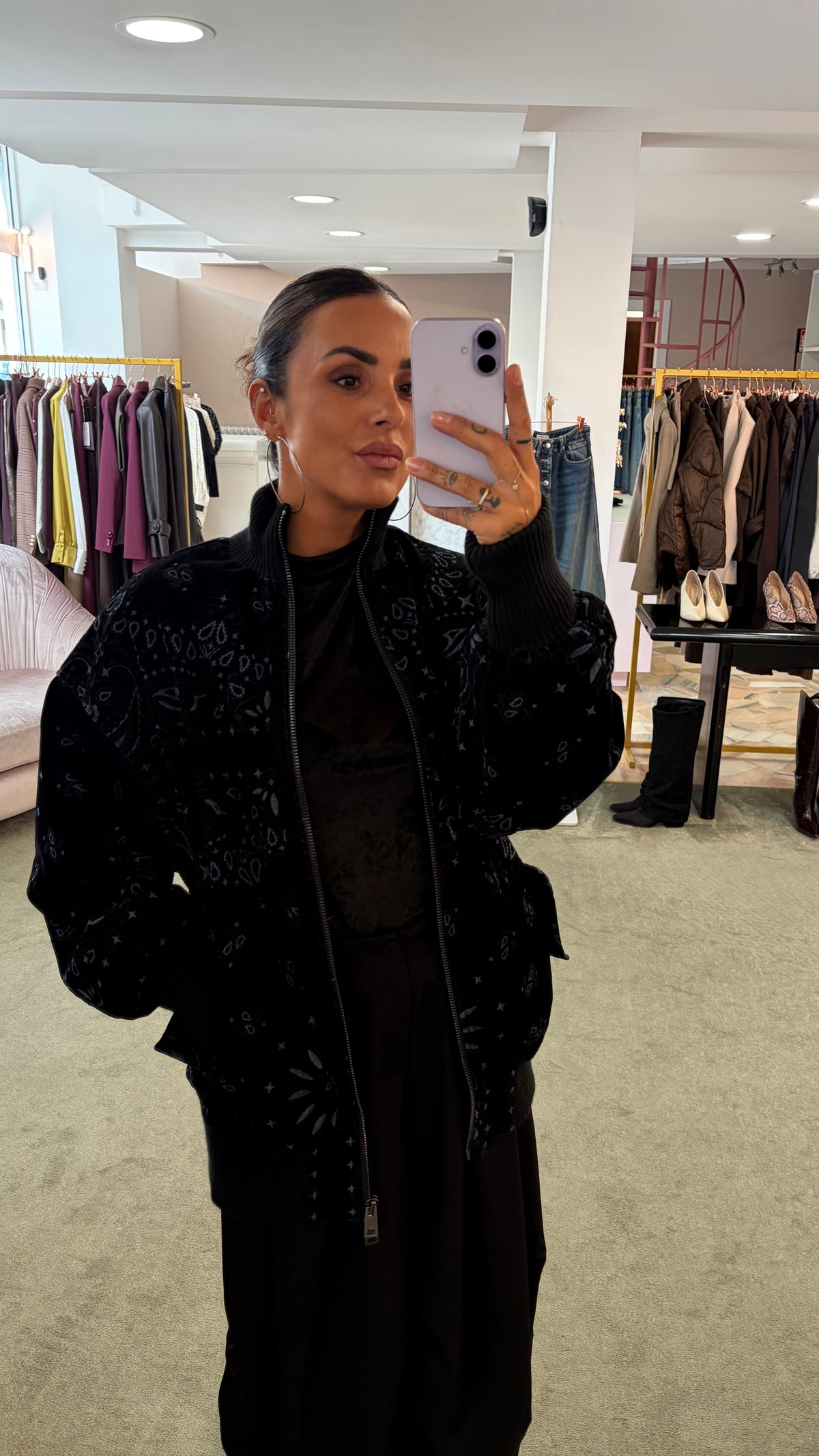 Bomber nero bandana over in velluto floccato Don't@Me