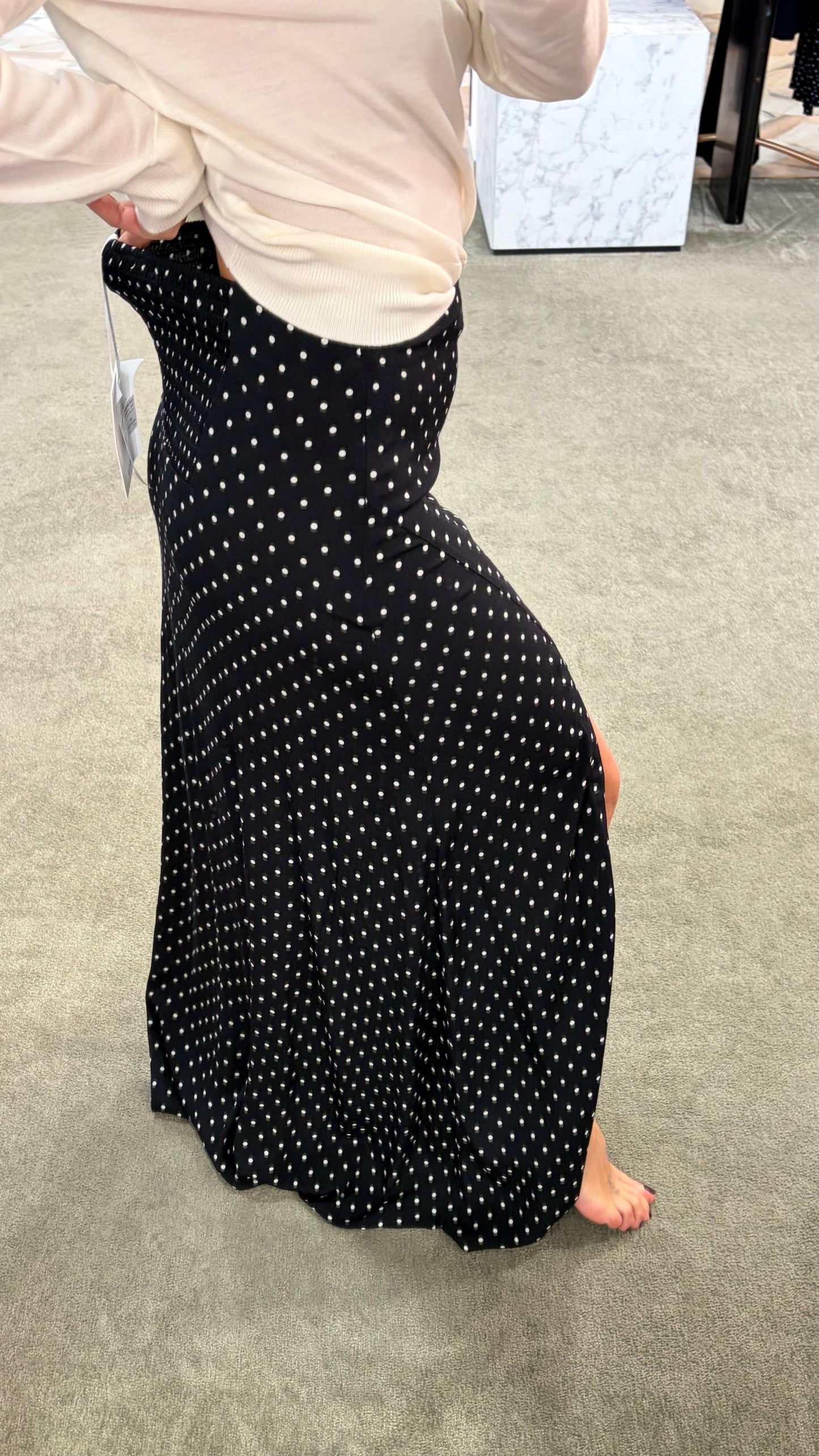 Gonna lunga anita MAR DE MARGARITAS nera a pois con spacco