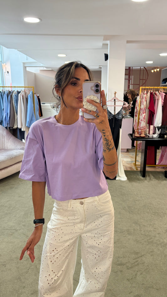 T-shirt crop lilla jx