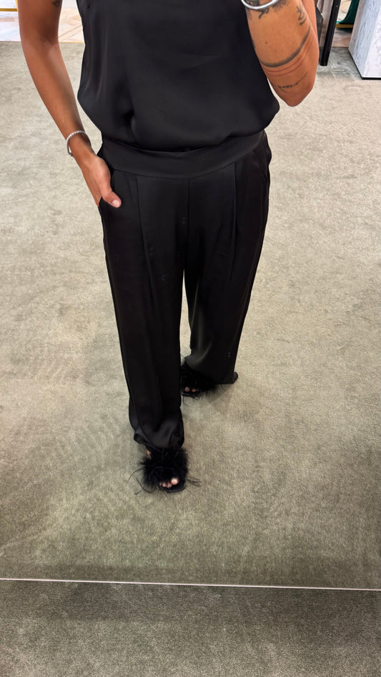 Pantaloni neri con elastico satin ay