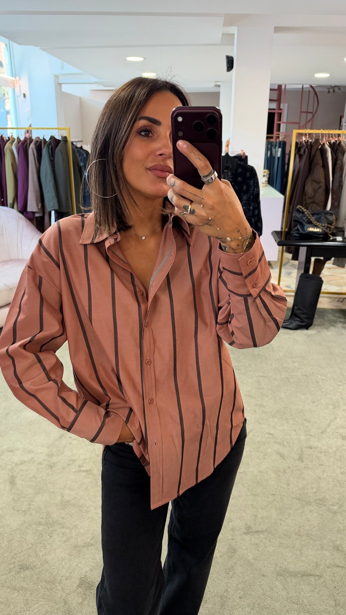 Camicia rosa blush a righe ay