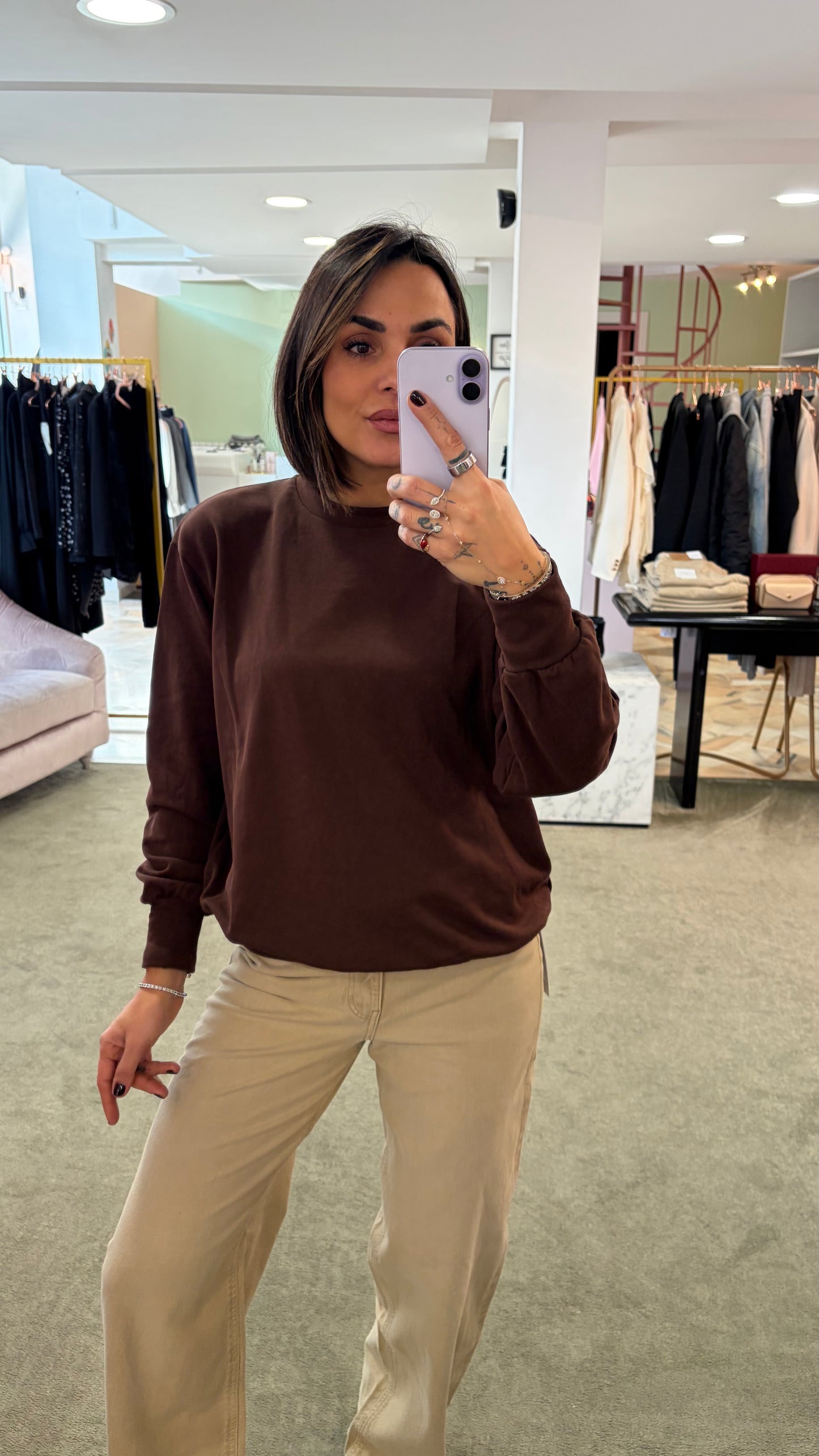 Felpa oversize marrone cioccolato gl