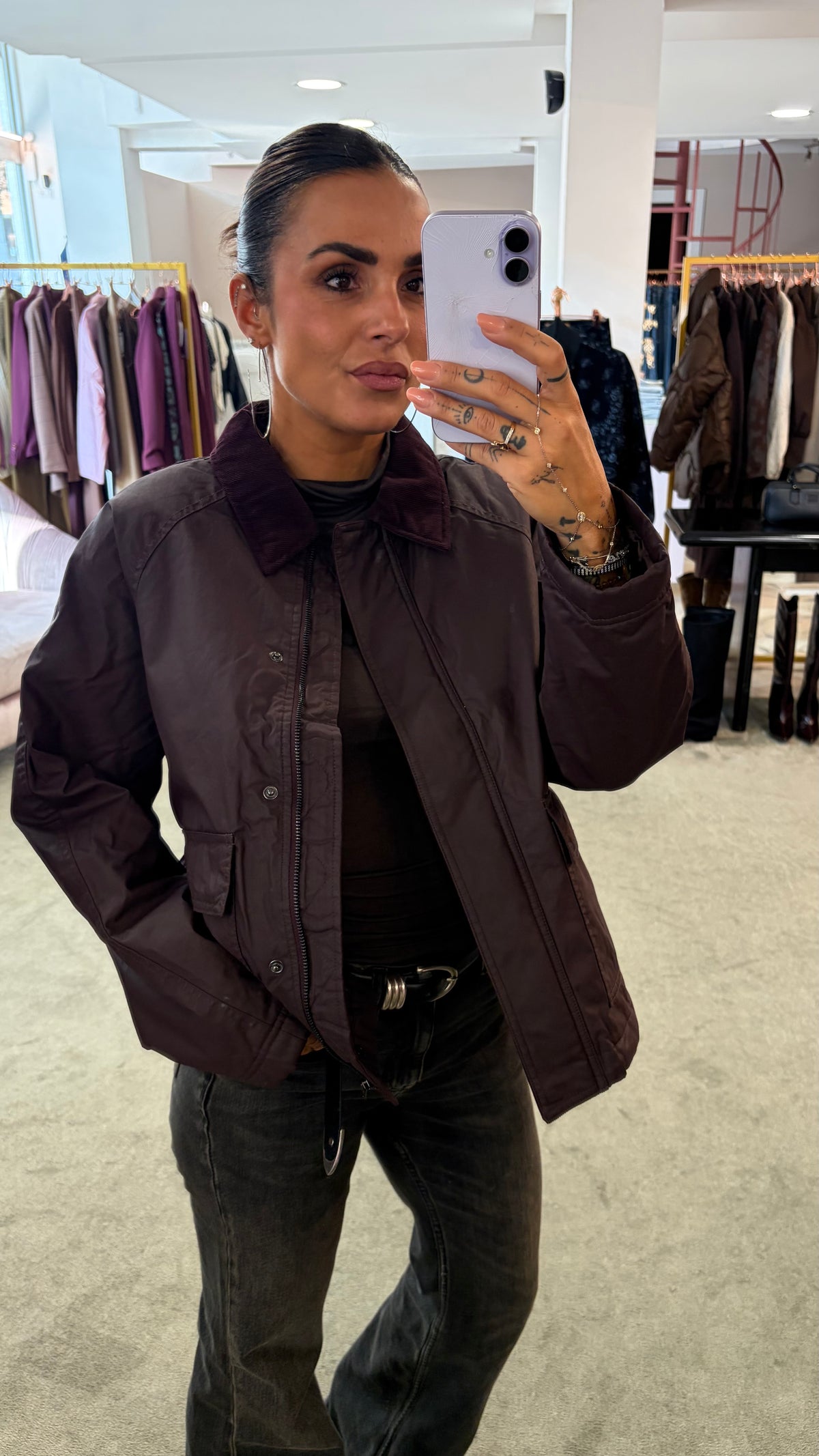 Giacca simil barbour bordeaux sy