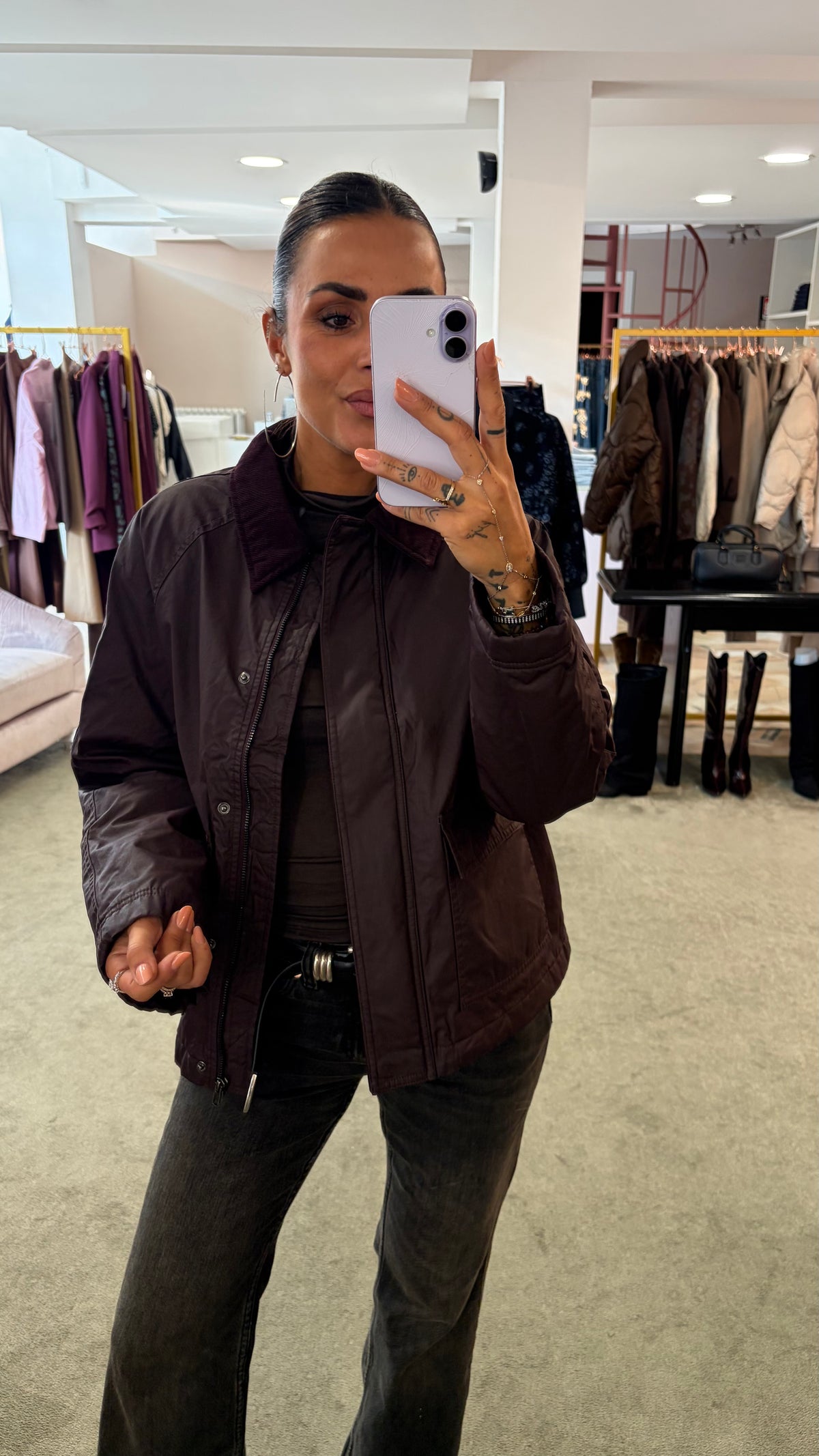 Giacca simil barbour bordeaux sy
