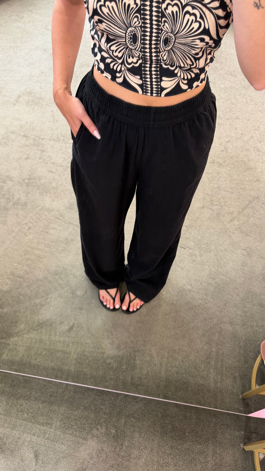 Pantaloni ella neri con elastico jx