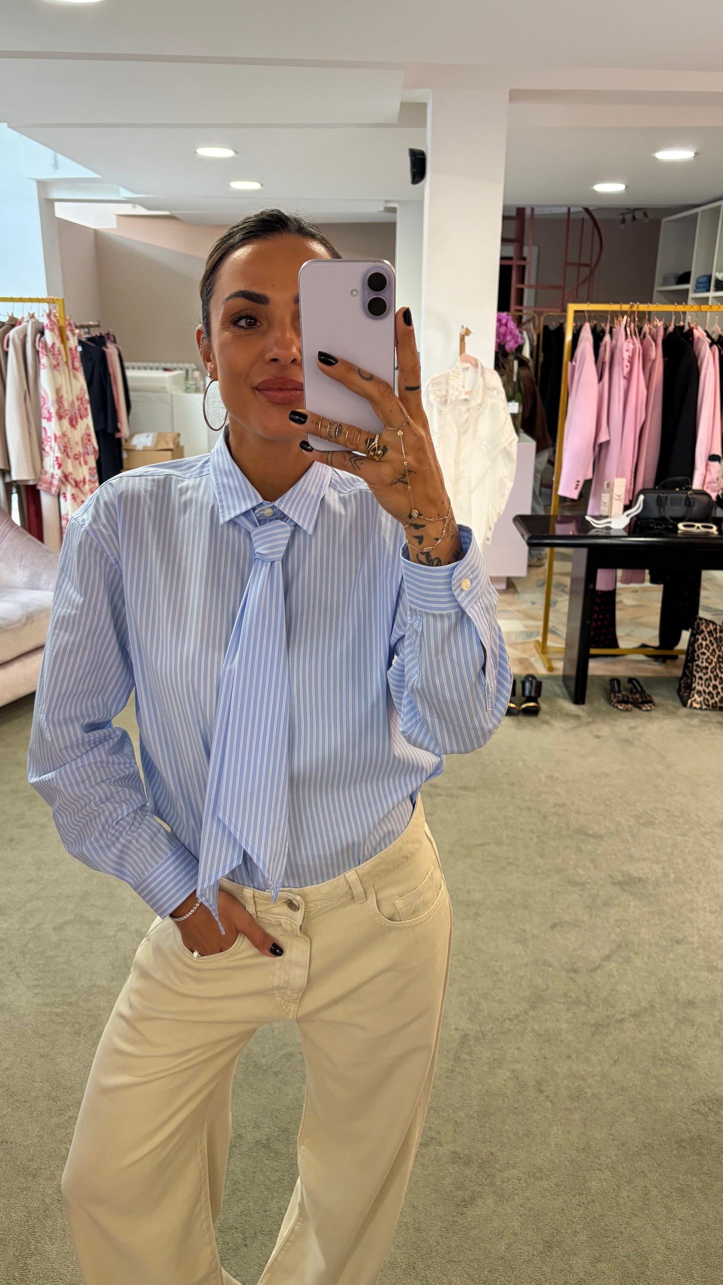 Cravatta celeste a righe Marsem