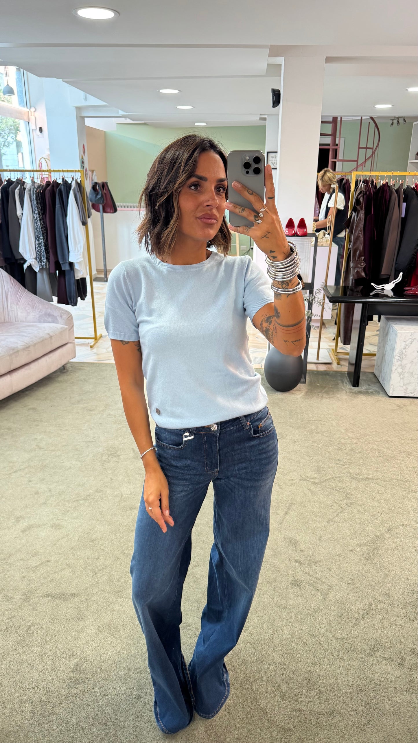 Maglia azzurro manica corta tk