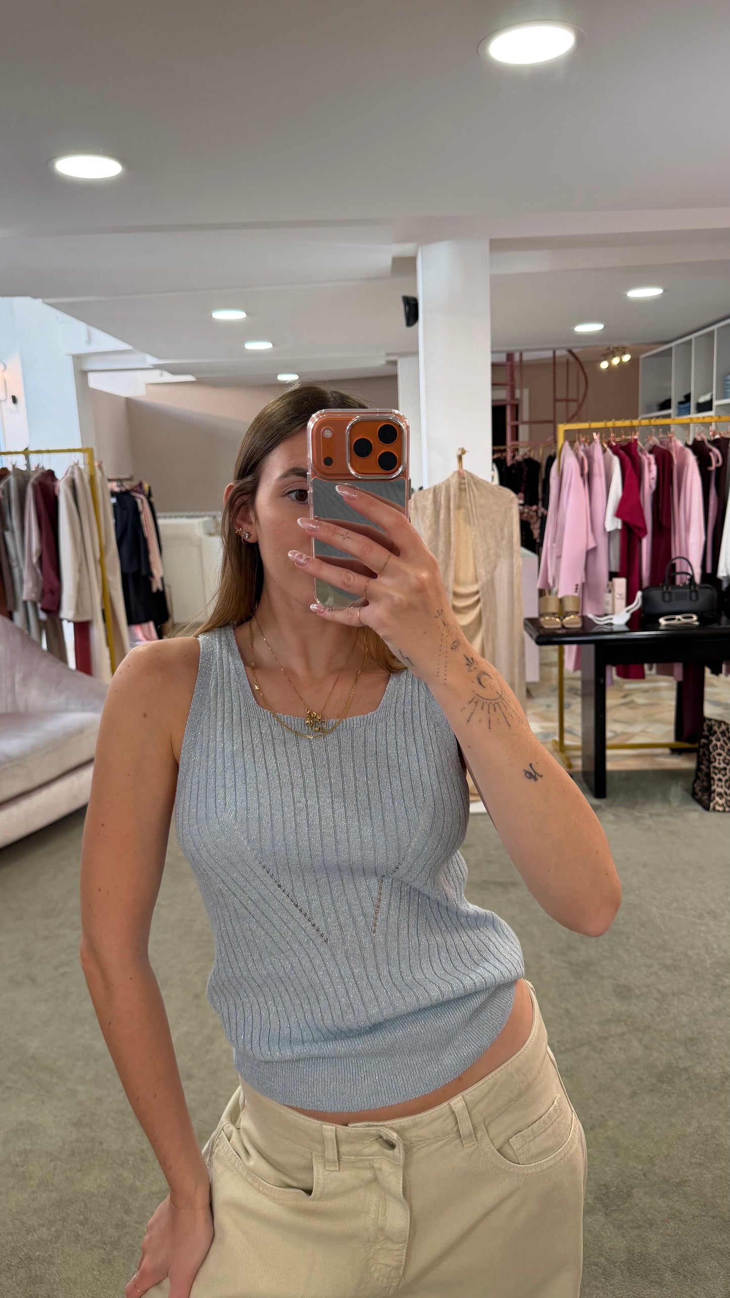 Canotta azzurra lurex glp