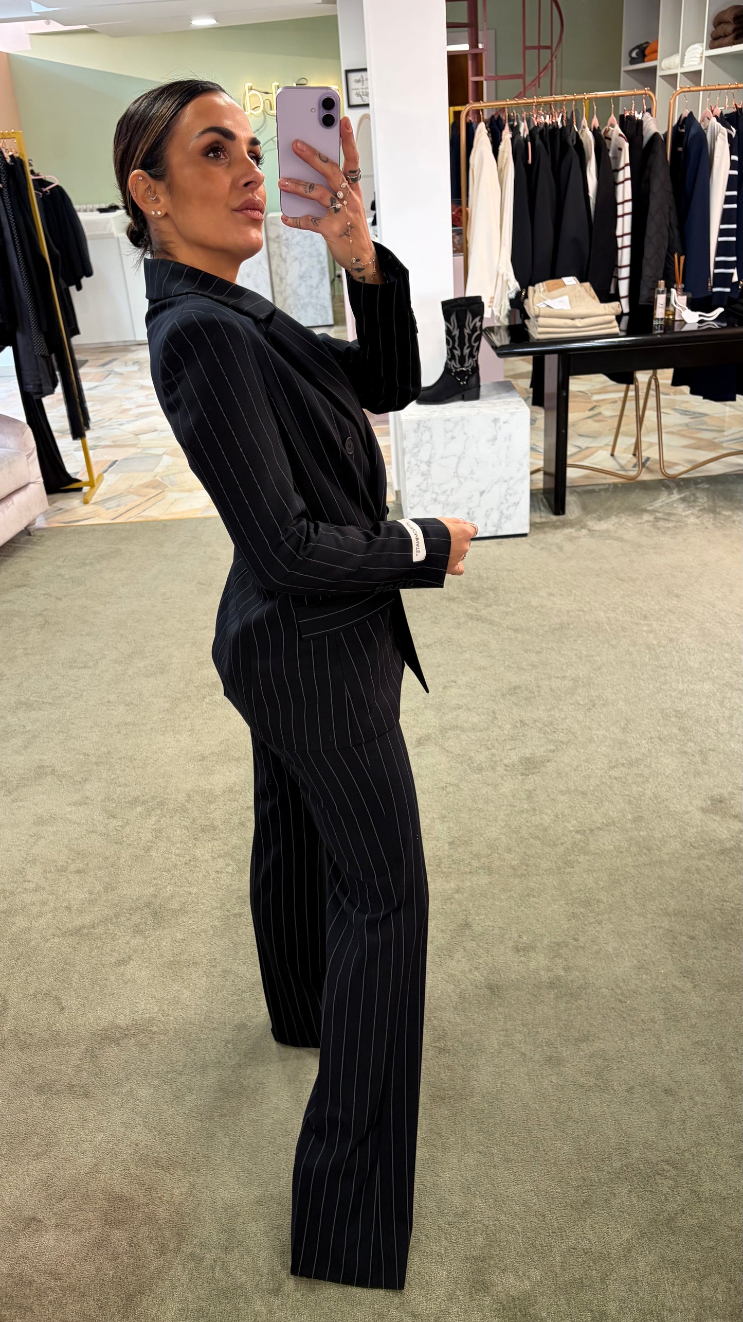 Blazer doppiopetto blu notte slim Hinnominate gessato