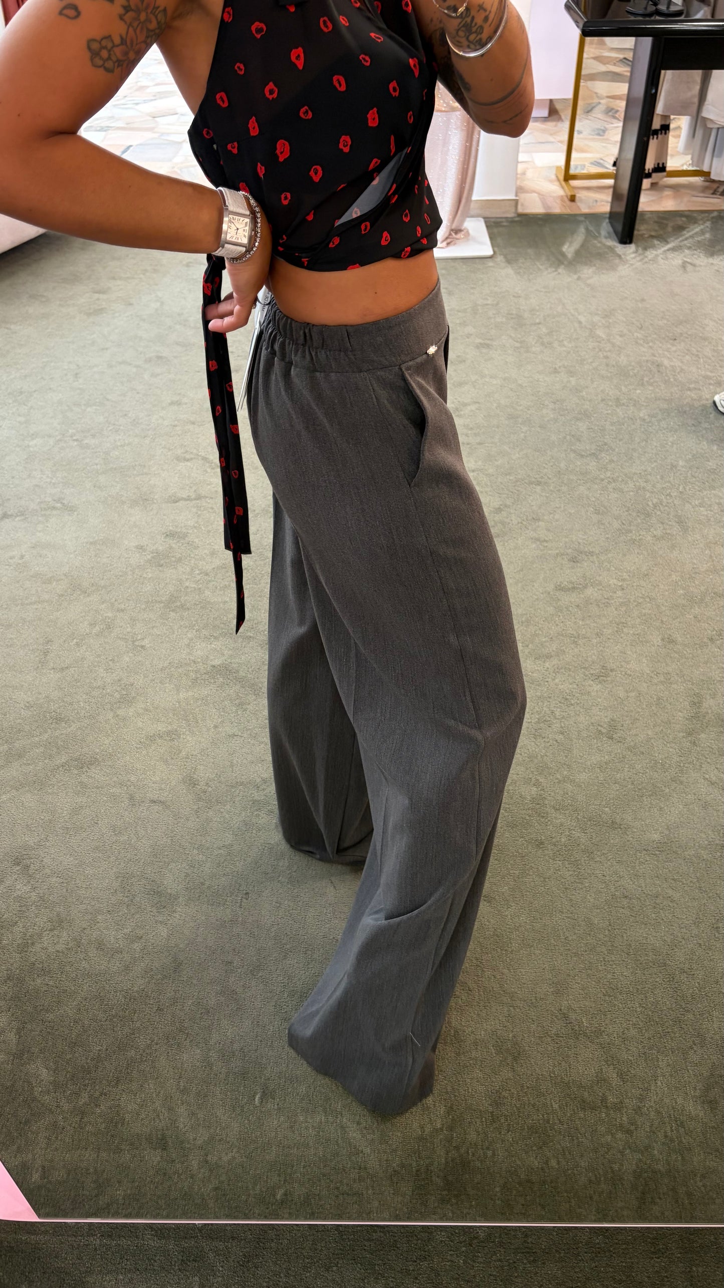 Pantaloni grigio medio wide leg fr A/I26
